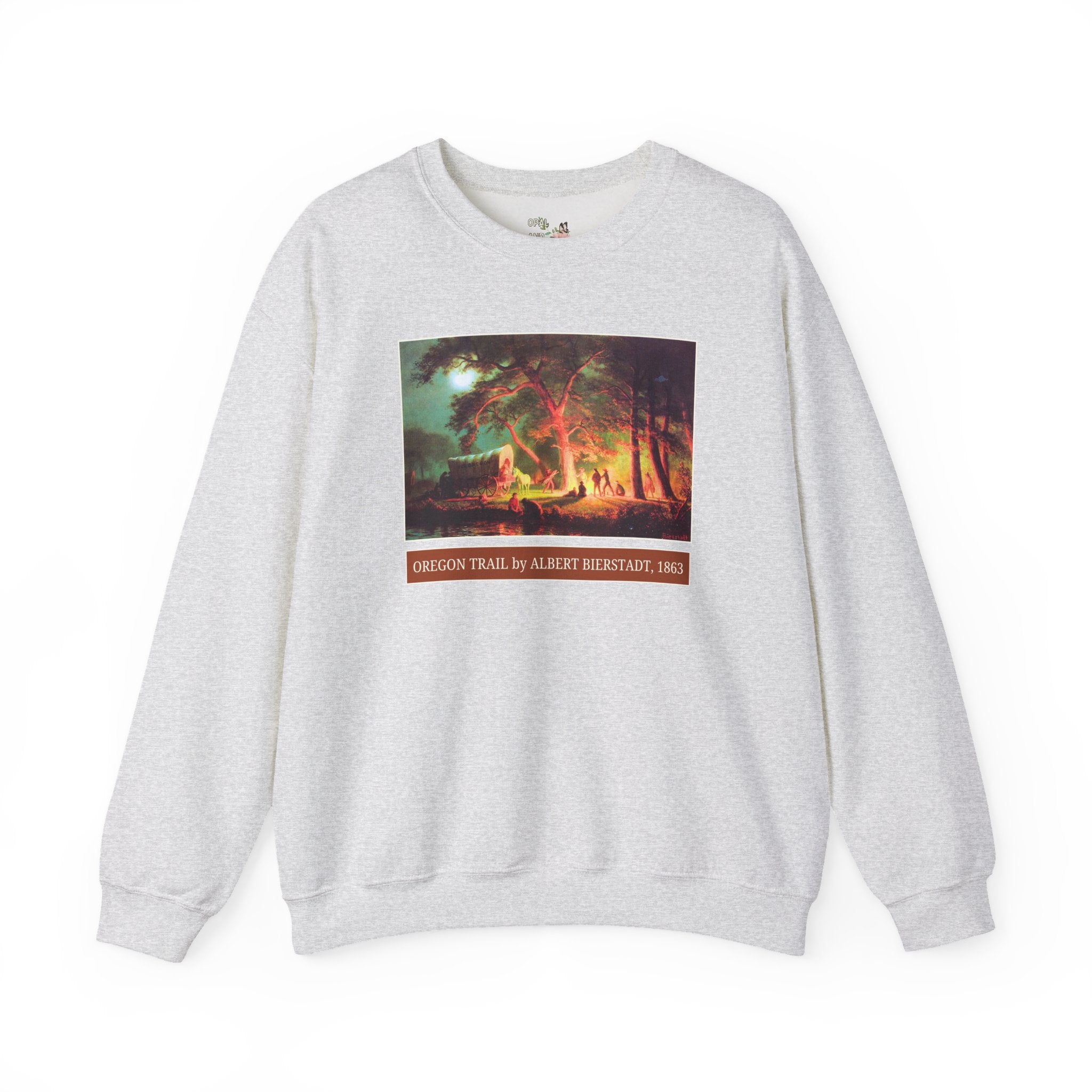 Oregon Trail Campfire by Albert Bierstadt Art History Lover Sweatshirt: Famous Painting of American West History, Westward Expansion History