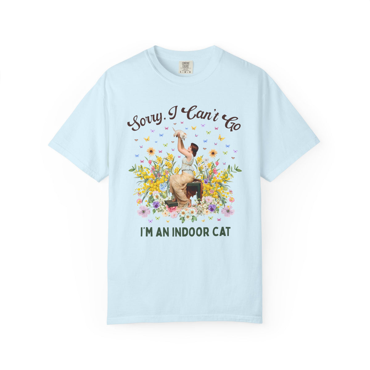 Sorry I Can't Go, I'm an Indoor Cat: Silly Art History Buff T-Shirt for Art Historian or Introverted Cat Mom or Cat Dad
