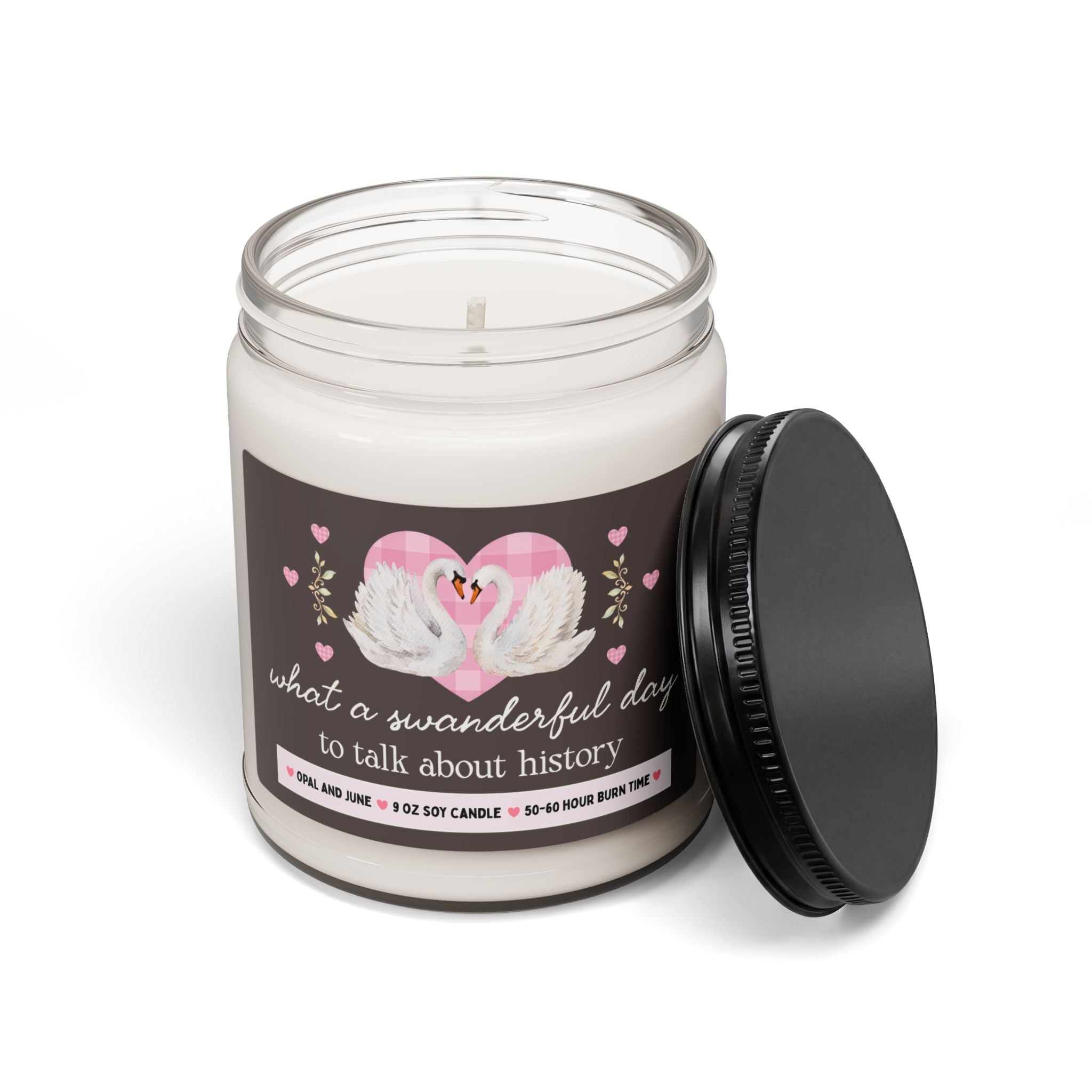 Cute History Buff Gift, Candle with Swans: What a Swanderful Day to Talk About History, 9 Oz Candle For History Professor, Graduation Gift