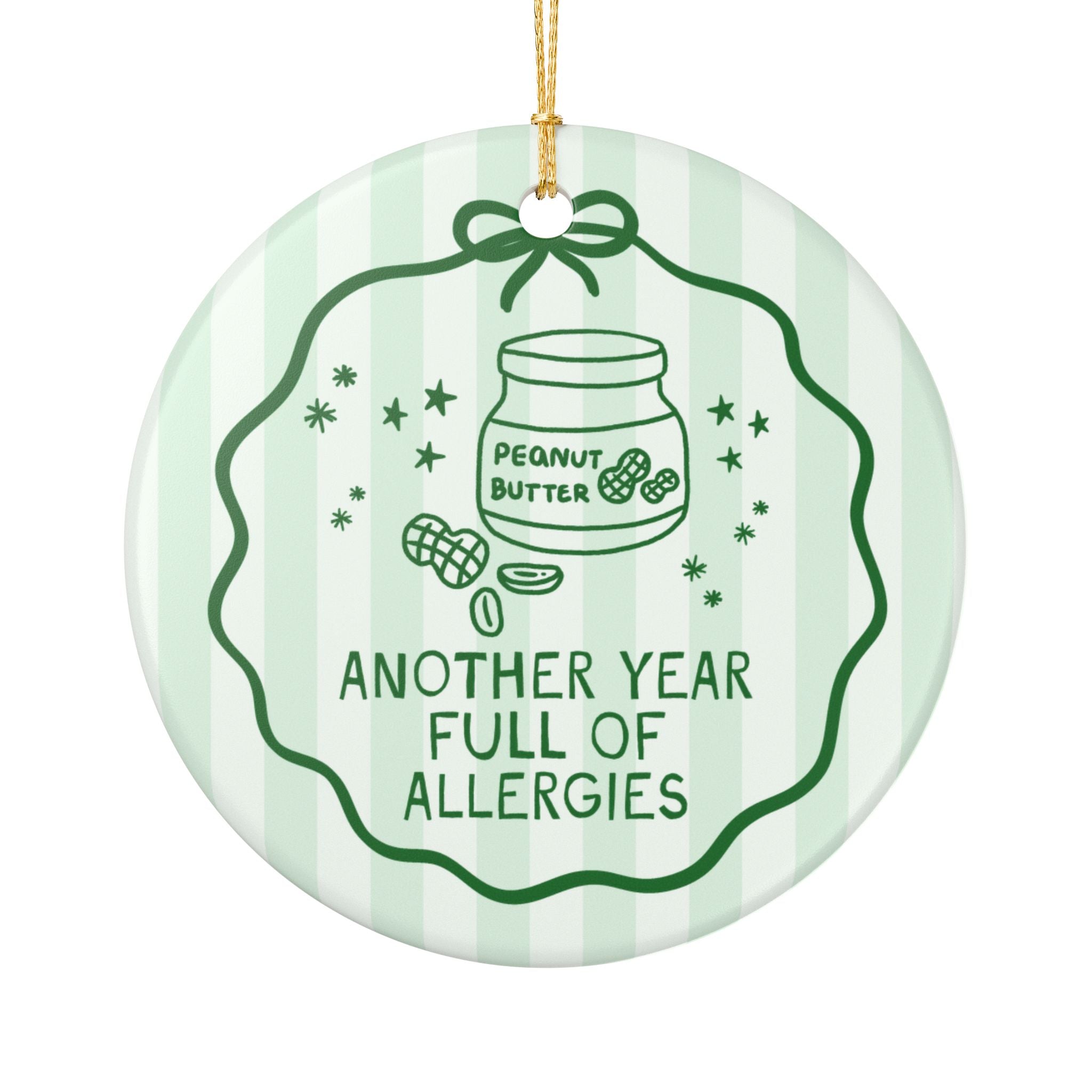 Peanut Allergy Awareness Gift for Friend or Family with a Peanut Allergy, Allergic to Peanuts Holiday Ornament for Friend with Allergies