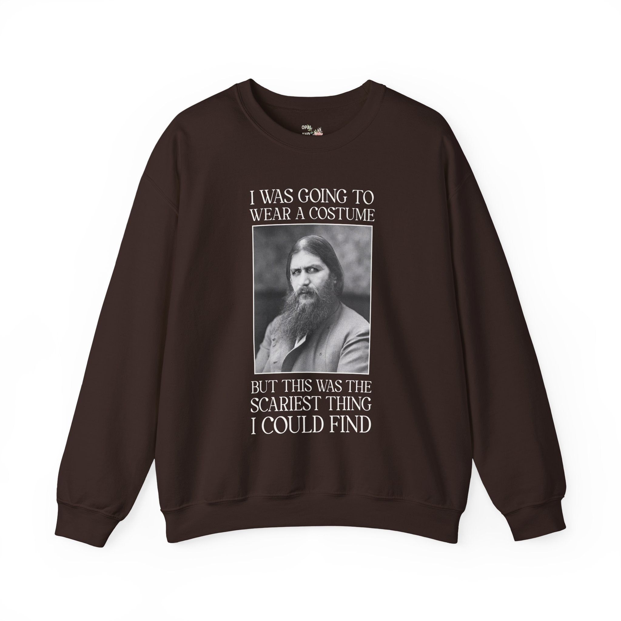 Halloween History Buff Sweatshirt with Rasputin: Russian World War I Era History, Early 1900s History Lover, Scariest Thing I Could Find
