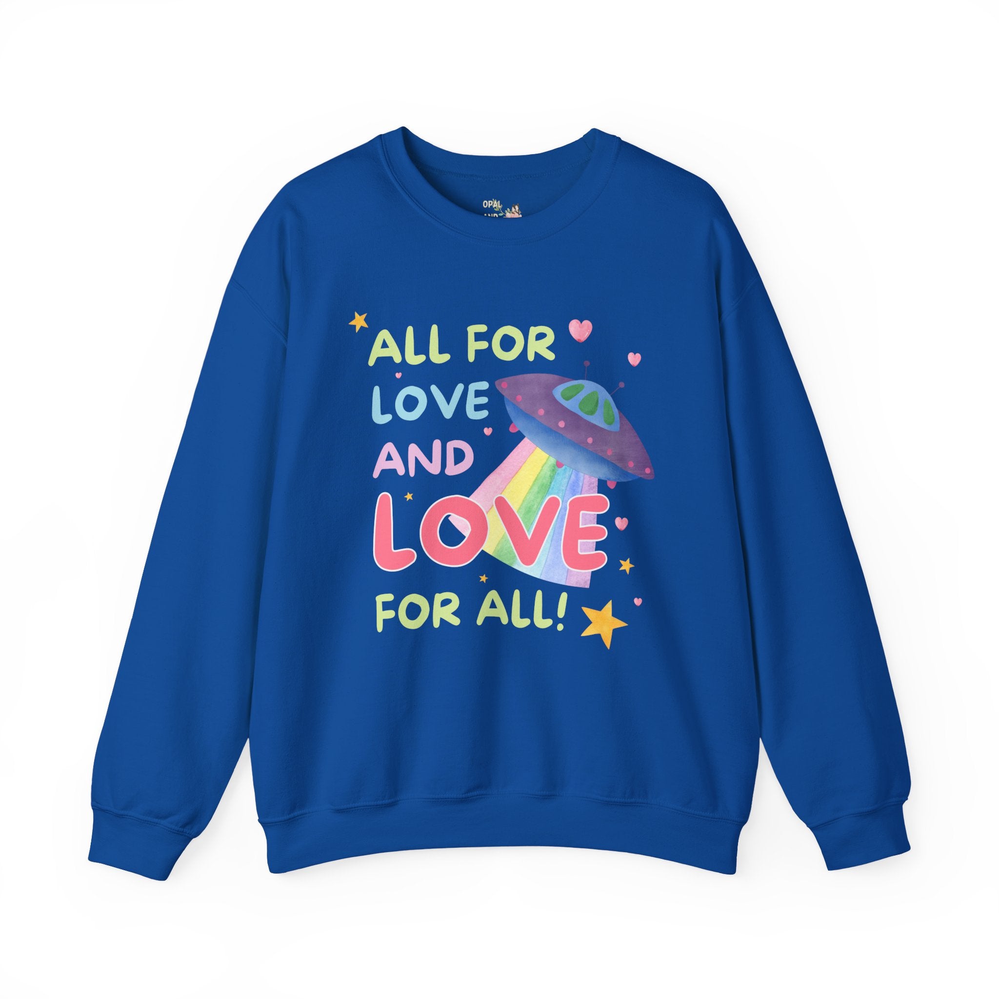 Gay Rights Shirt for Pride Month and Beyond: Cute 90s Aesthetic Rainbow UFO Sweatshirt with Stars, Adorable Y2K Vibes, Colorful Kitschy LGBTQ Shirt