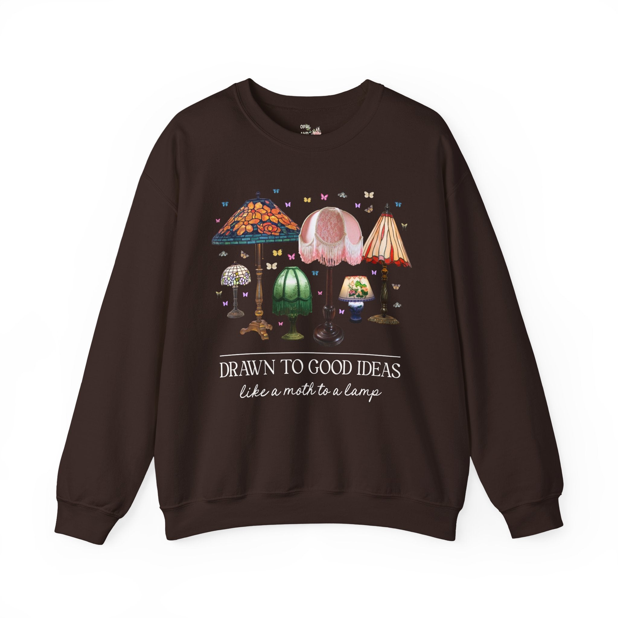 Insect Lover Entomologist or Science Teacher Sweatshirt: Drawn to Good Ideas Like a Moth to a Lamp, Silly Goblincore Scientist Crewneck