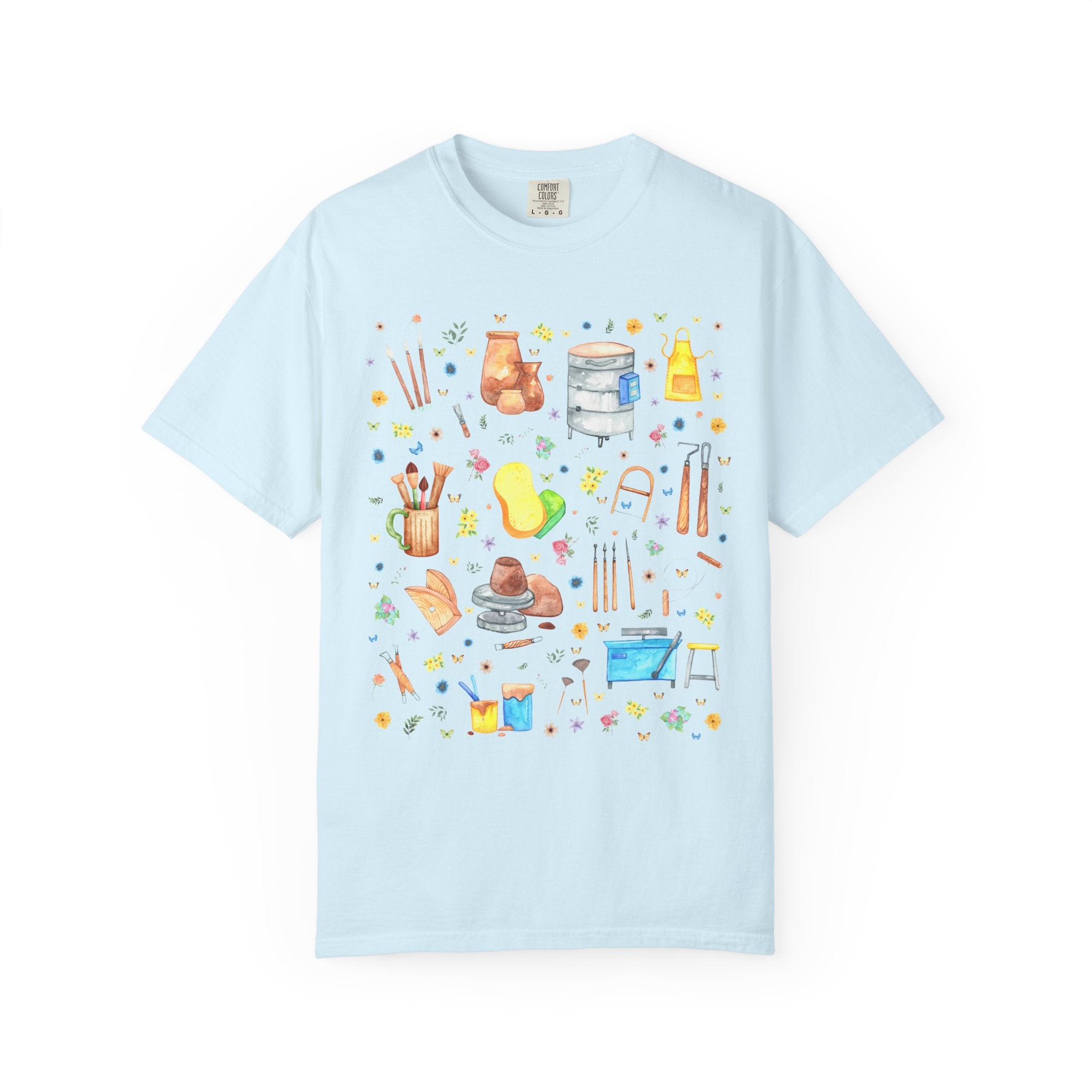Cute Pottery Tee Shirt for Ceramic Artist: Boho Whimsigoth T-Shirt for Friend Who Loves Pottery, High School Art Teacher Gift with Flowers