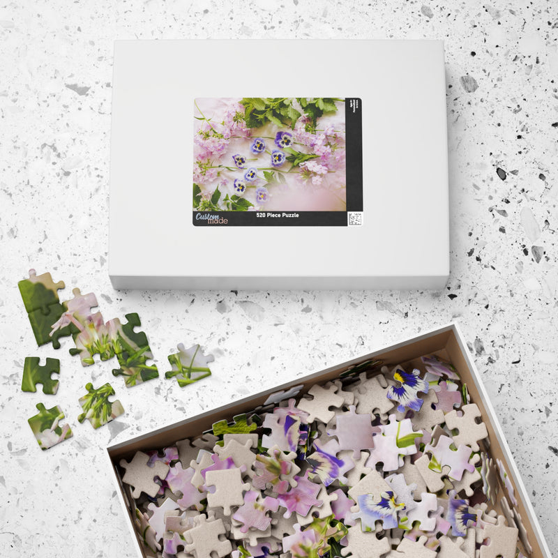 Colorful Cottagecore Puzzle of Pansies and Garden Flowers: Boho Aesthetic Floral Puzzle of Purple Violas, Gift for Gardener or Flower Lover