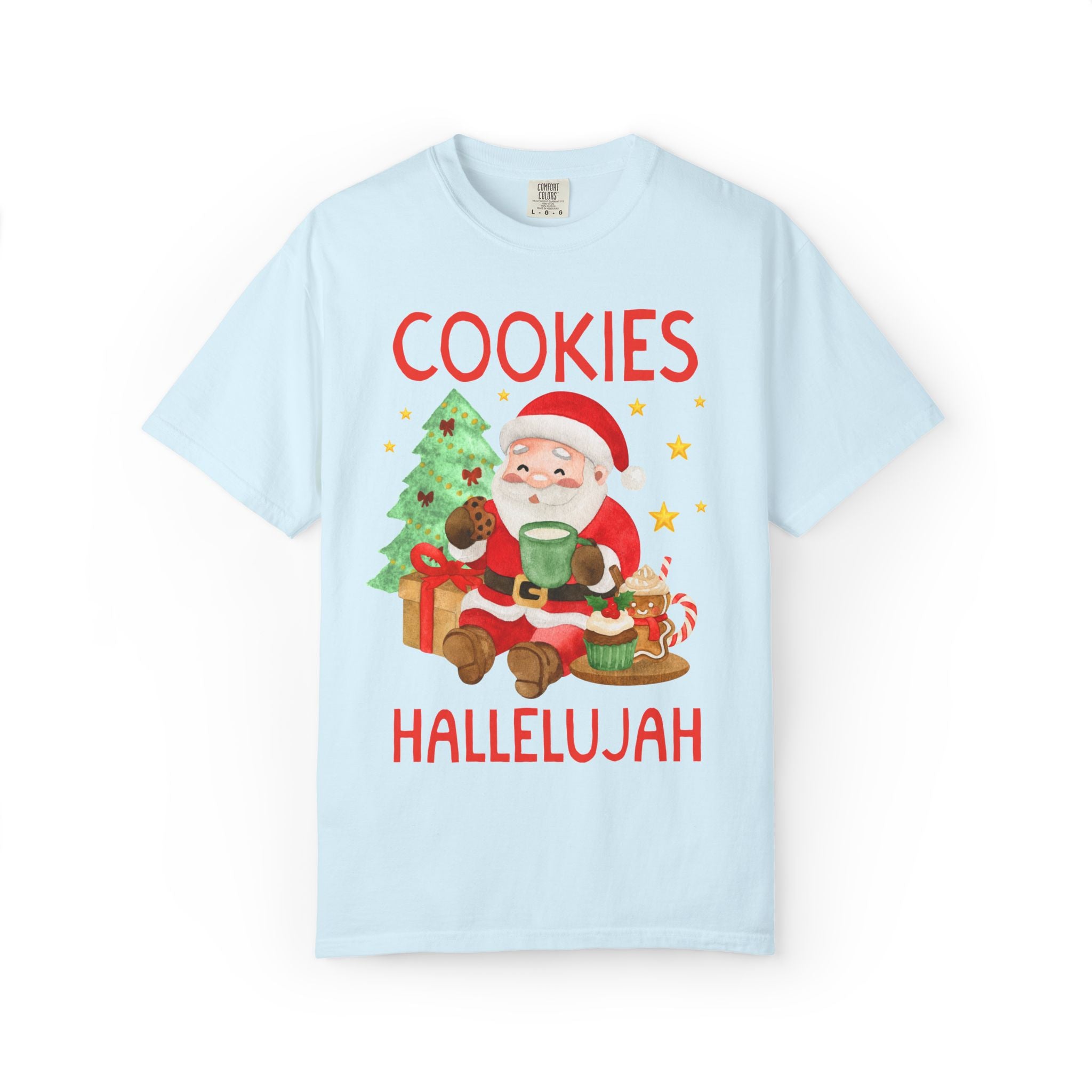 Christmas Baking Lover Tee Shirt with Santa Eating Cookies: Funny Vintage Aesthetic Holiday T-Shirt for Baking Cookies on Christmas Eve