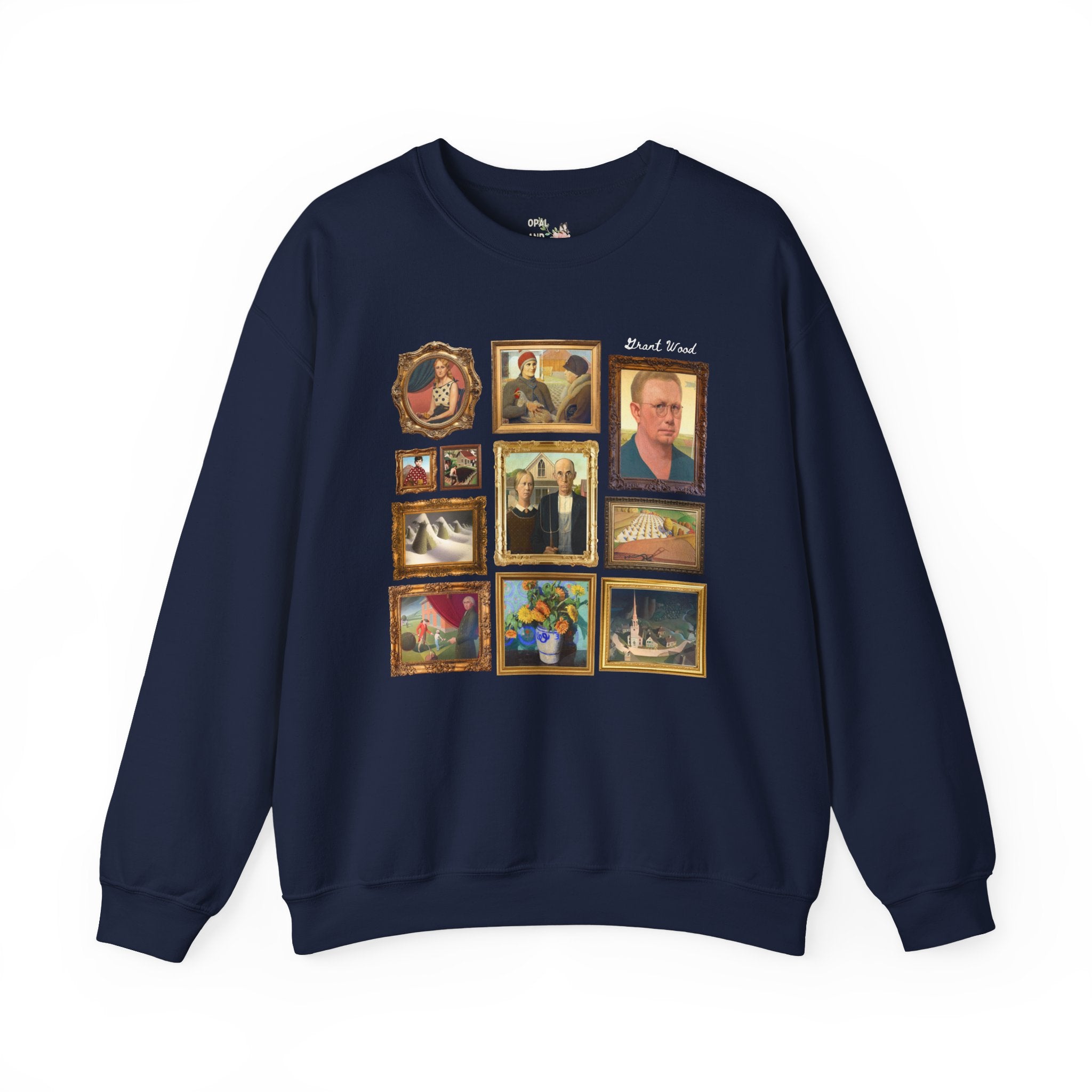 Grant Wood Art History Sweatshirt with Famous Paintings Including American Gothic and The Midnight Ride of Paul Revere, Regionalism 1900s Art