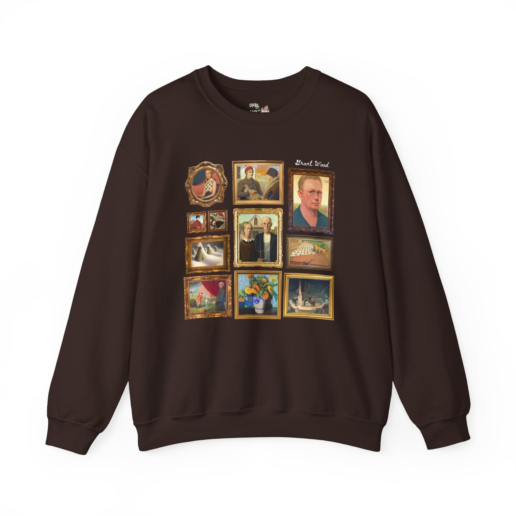 Grant Wood Art History Sweatshirt with Famous Paintings Including American Gothic and The Midnight Ride of Paul Revere, Regionalism 1900s Art
