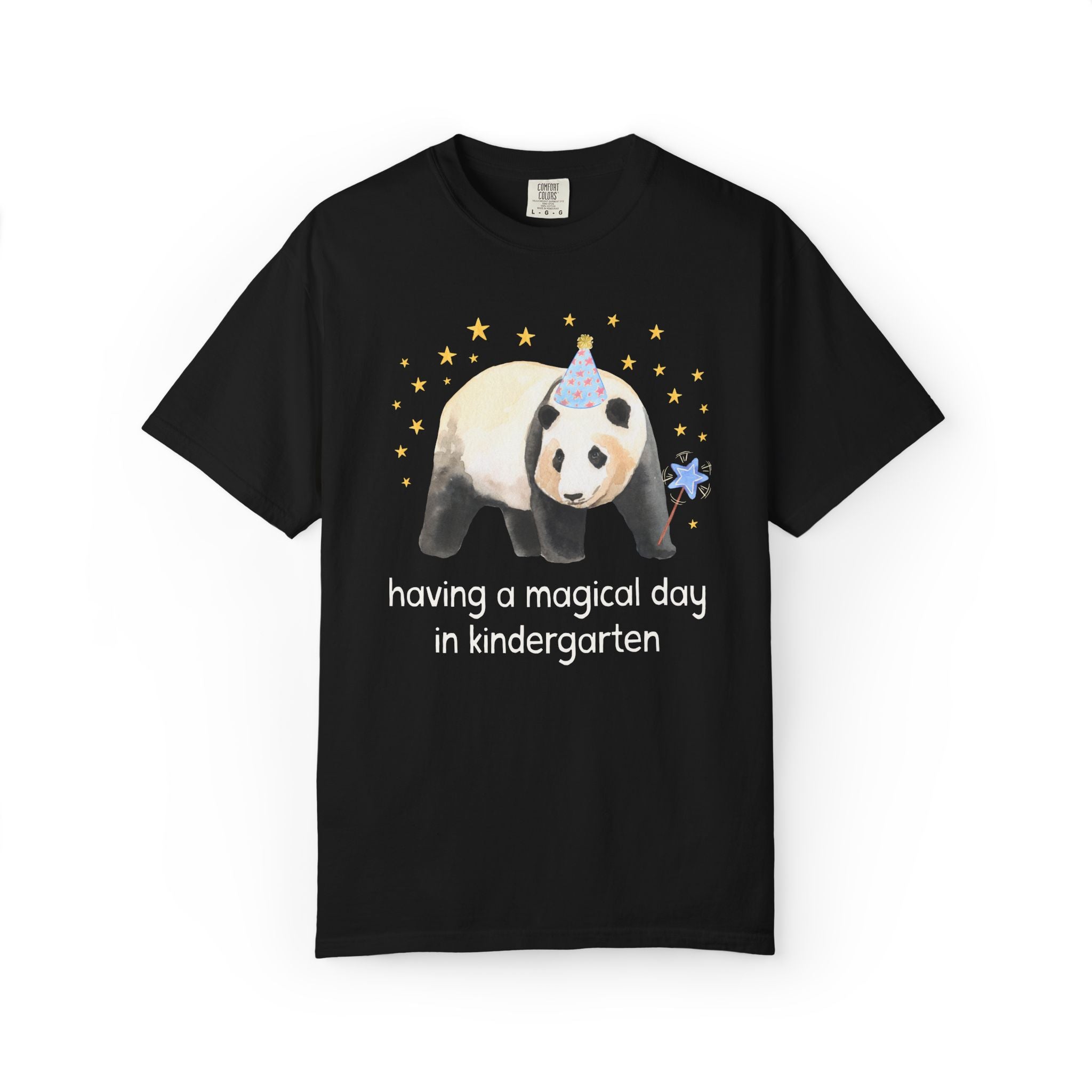 Kindergarten Teacher Team Shirt for Panda Animal Lovers: Having a Magical Day | Colorful Positive Affirmation Matching T-Shirt for Teachers