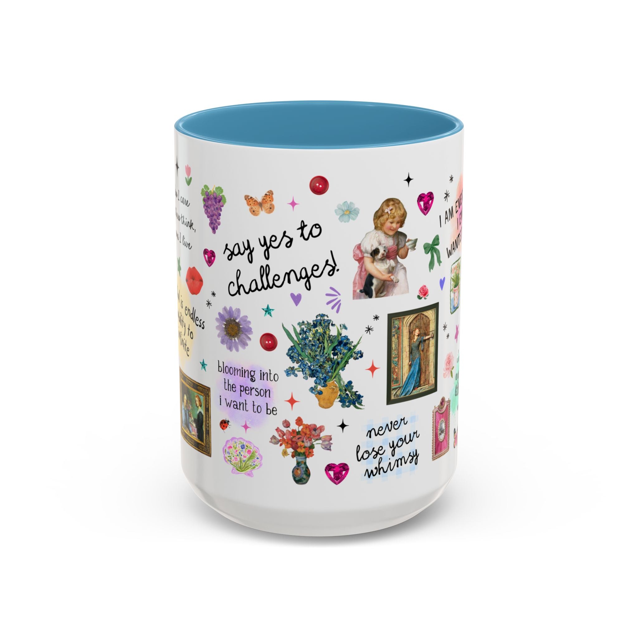 Whimsical Positive Affirmation Art History Buff Mug: Blooming Into the Person I Want to Be College Student or Teen Daughter Gift