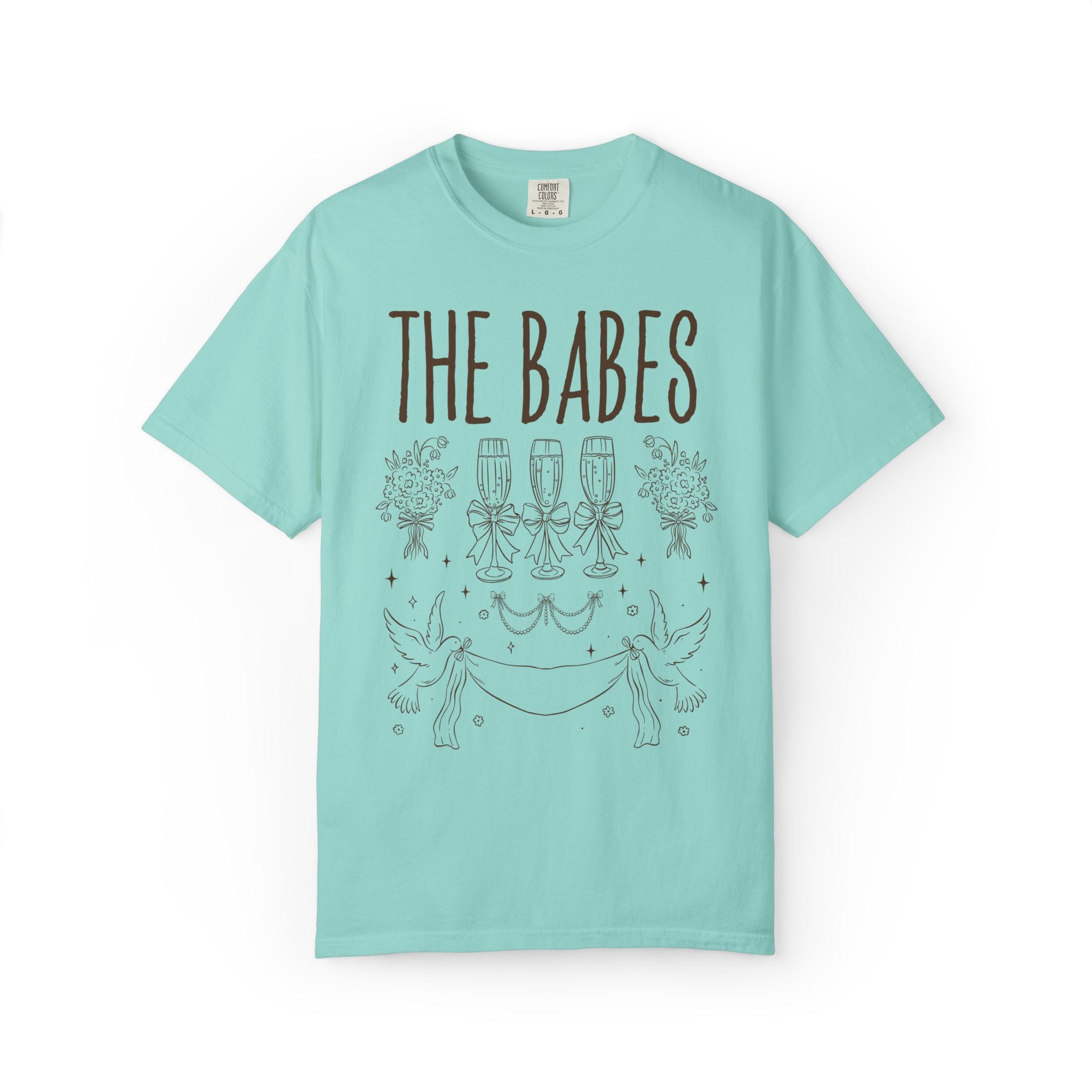 Doodle Bridesmaid and Bride Tee Shirt with Swan and Flowers: Cute and Silly Nostalgic Matching Tees for Wedding Weekend, Bachelorette Party