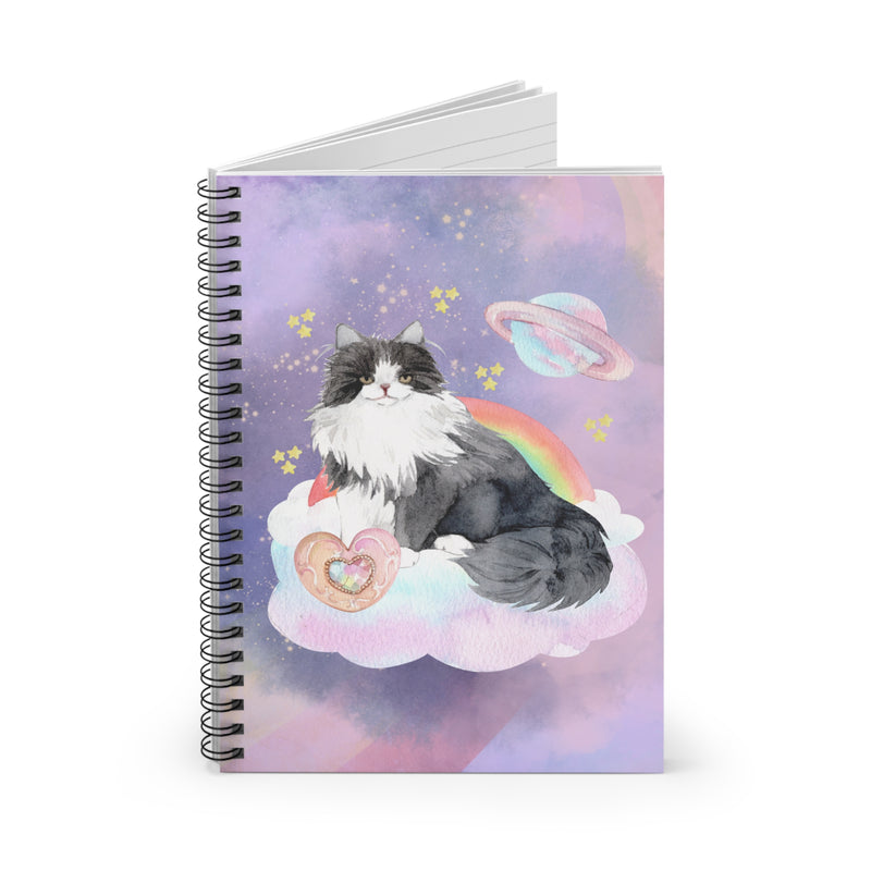 Nineties Aesthetic Space Cat Journal with Mystical Rainbow and Stars