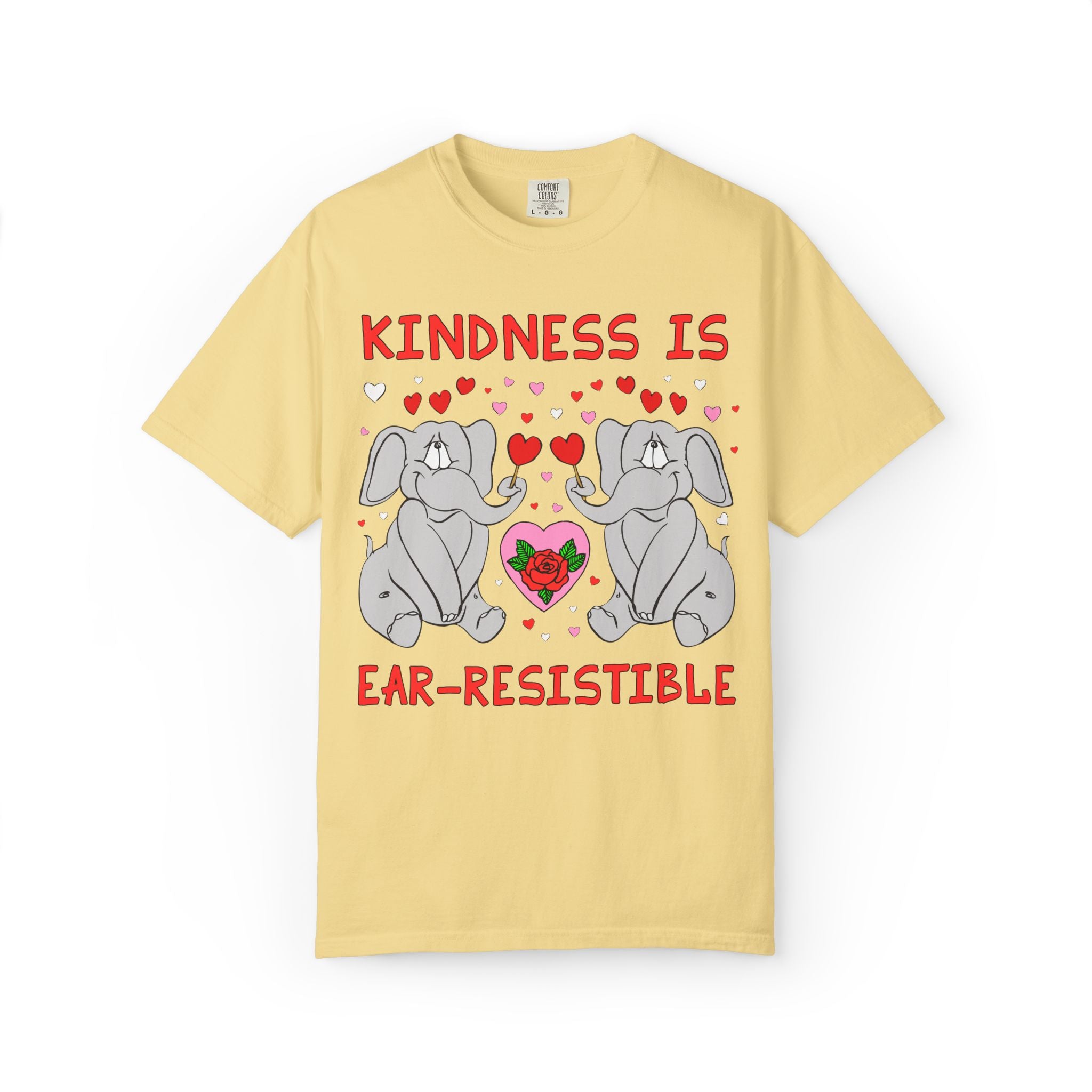 Kindness is Ear-Resistible! Valentine's Day Teacher Tee: Funny Animal Lover T-Shirt with Elephant and Hearts, Cute Matching Teacher Tee