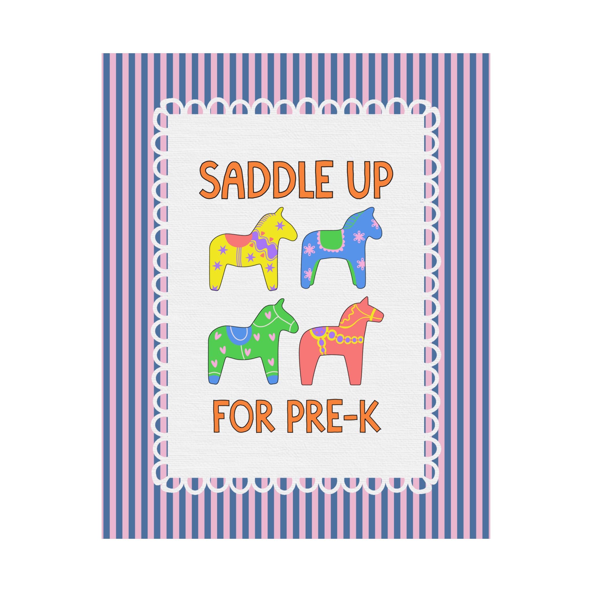Saddle Up for Preschool: Cute Preschool Teacher or Office Poster Print, Back to School Gift, Silly Dreamcore Western Aesthetic Horse Print