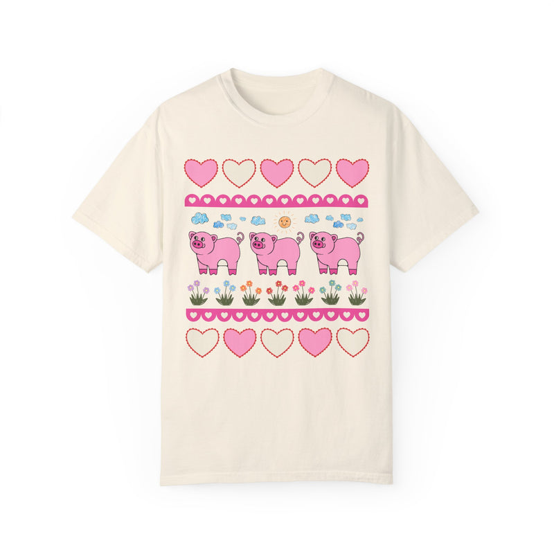 Adorable Floral Pig Tee Shirt