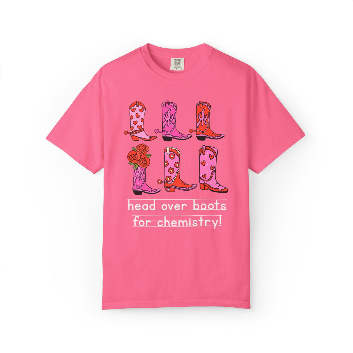 Head Over Boots for Chemistry: Valentine's Day Matching Teacher T-Shirt with Western Aesthetic, Colorful and Nostalgic Teacher Tees