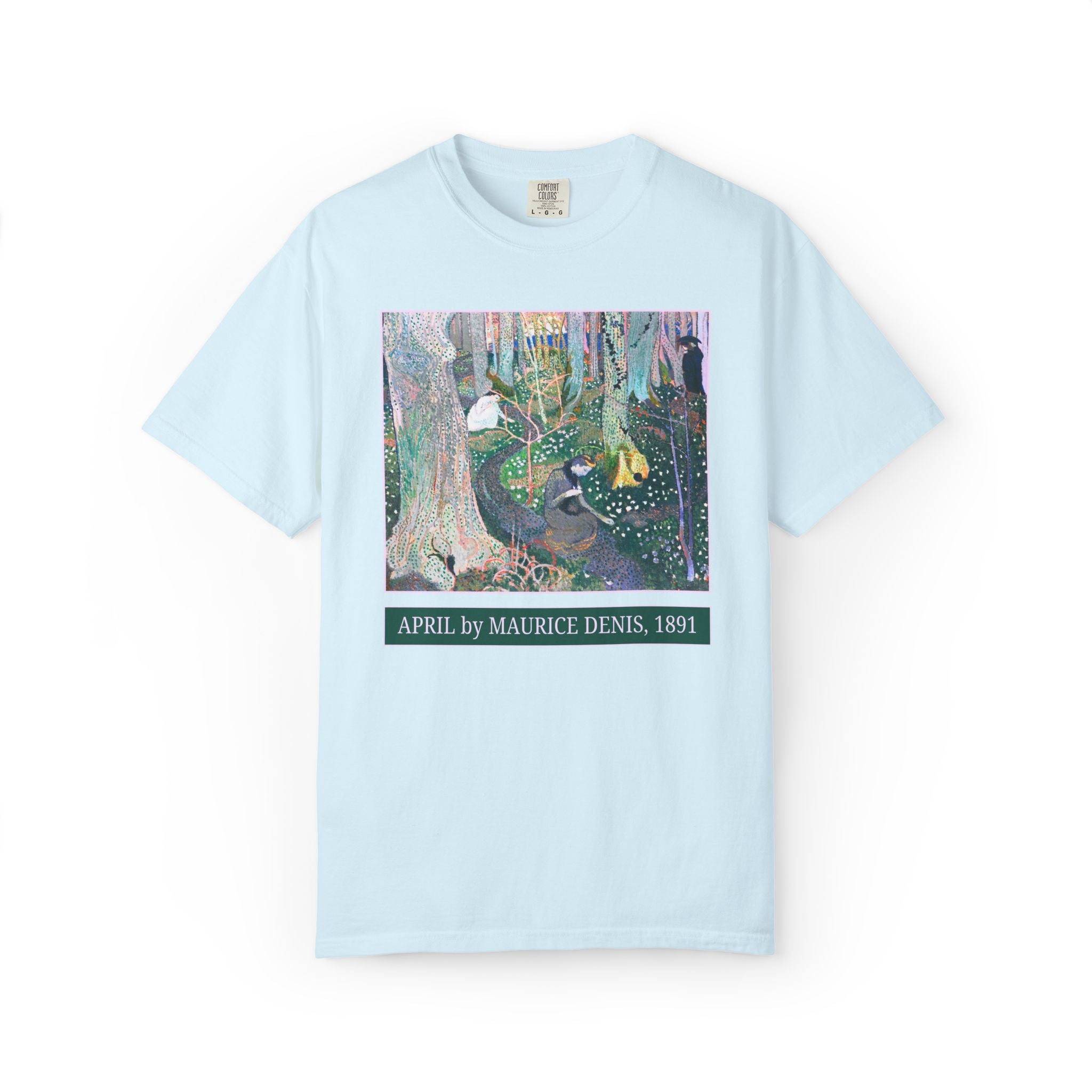 April by Maurice Denis Art History Buff Tee Shirt with Famous Painting, Late 19th Century Art Historian Gift, Humanities Teacher or Artist