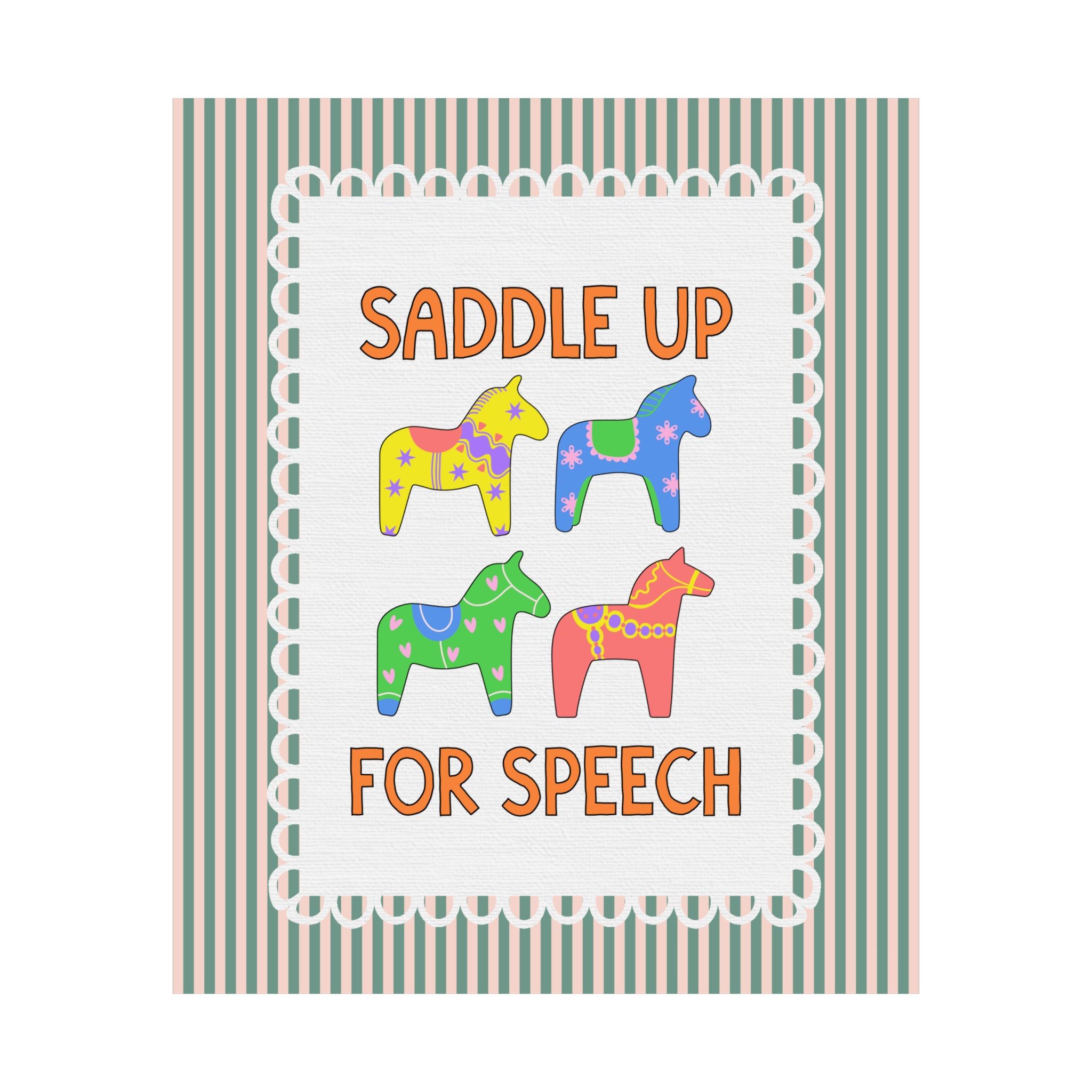 Saddle Up for Speech: Cute Teacher Poster Print for Speech Therapist, Back to School Gift, Silly Dreamcore Western Aesthetic Horse Print