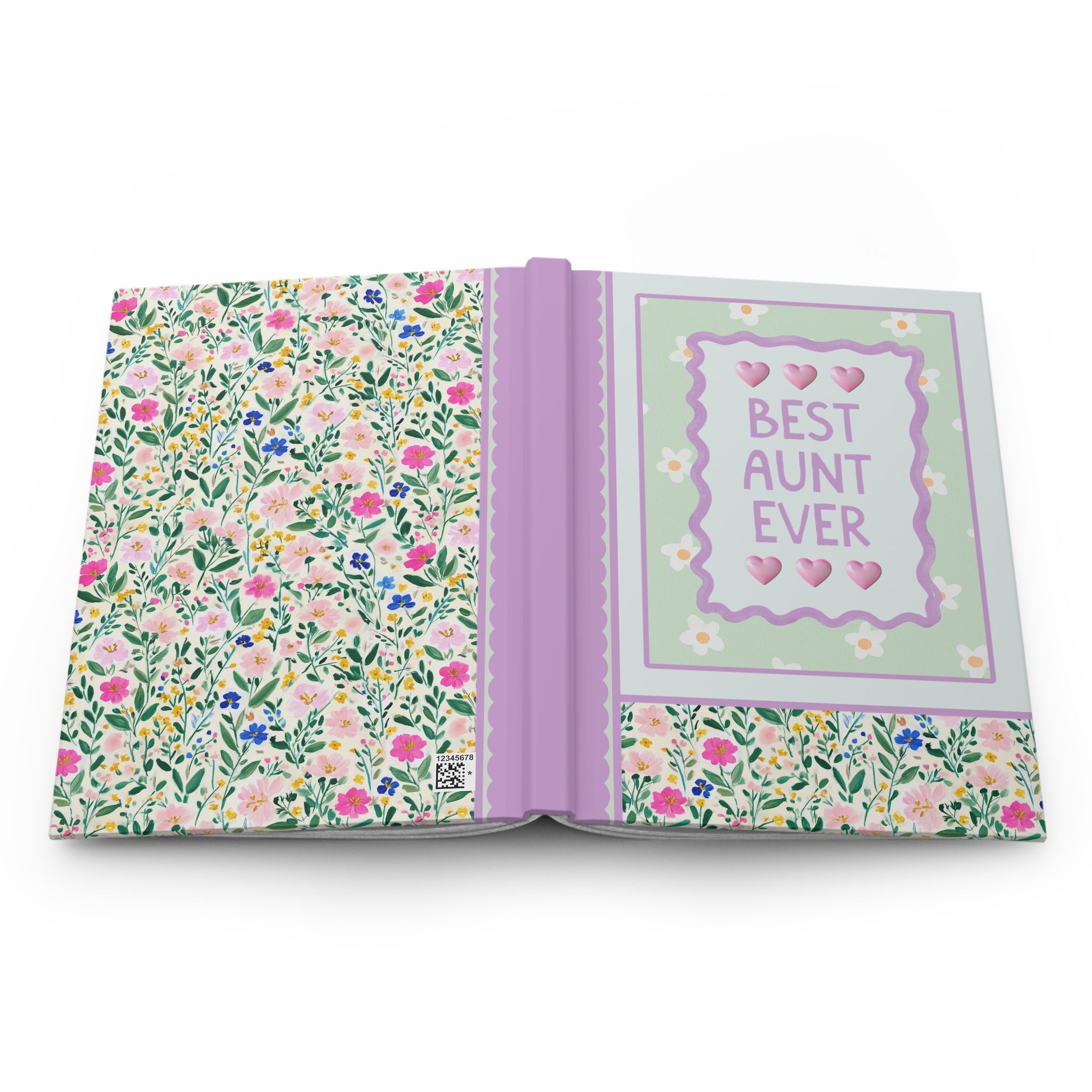Best Aunt Ever Hardcover Notebook | Pastel 90s Aesthetic Journal with Hearts, Gift from Niece or Nephew, Notebook for New Aunt