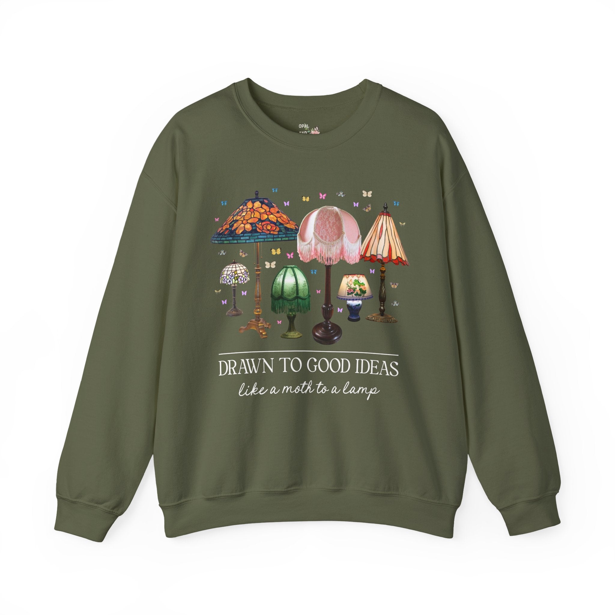 Insect Lover Entomologist or Science Teacher Sweatshirt: Drawn to Good Ideas Like a Moth to a Lamp, Silly Goblincore Scientist Crewneck