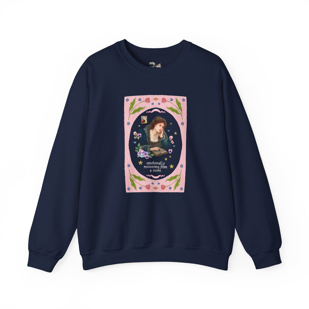 Emotionally Recovering From a Novel Art History Sweatshirt: Colorful Maximalist Book Lover Crewneck of Woman Reading a Book