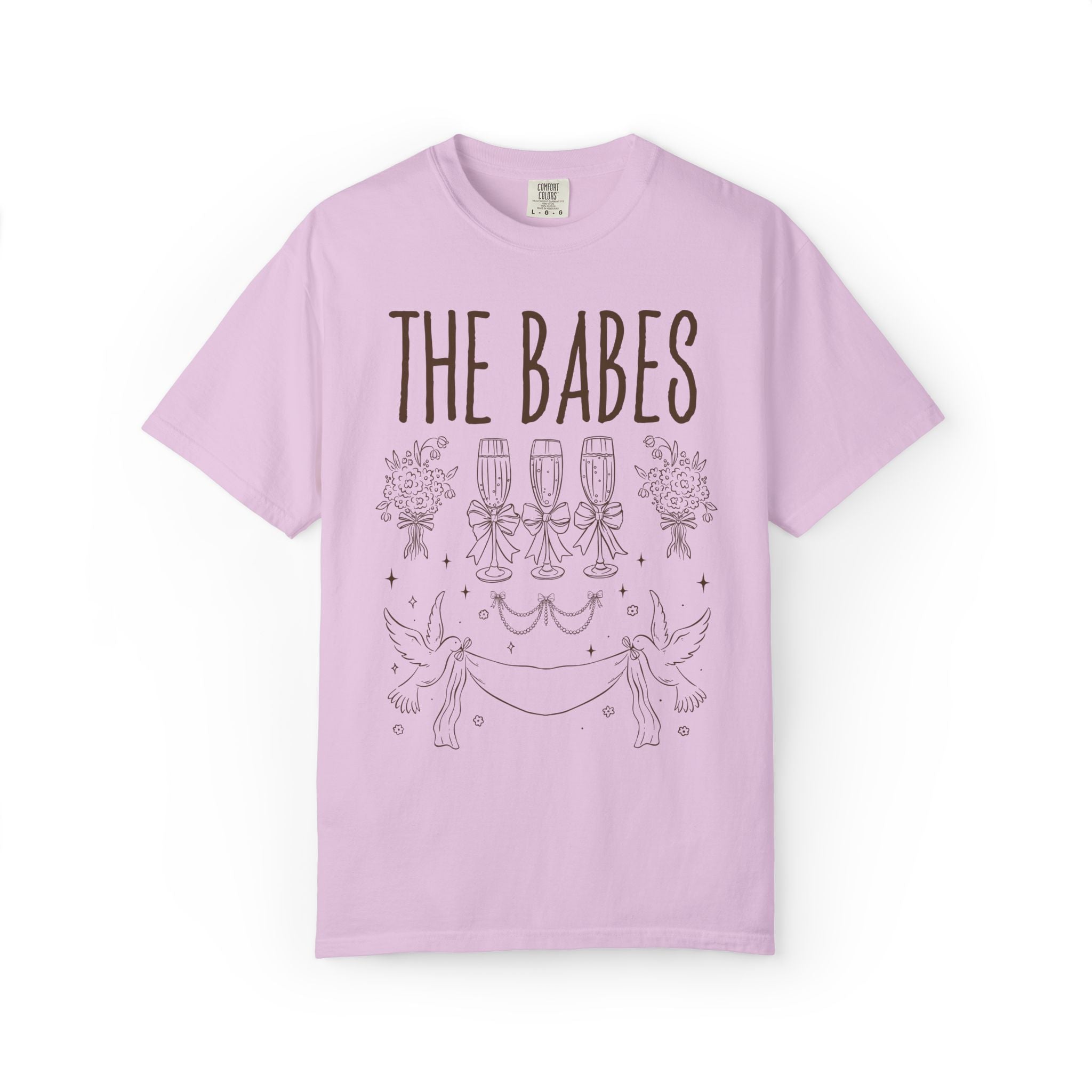 Doodle Bridesmaid and Bride Tee Shirt with Swan and Flowers: Cute and Silly Nostalgic Matching Tees for Wedding Weekend, Bachelorette Party