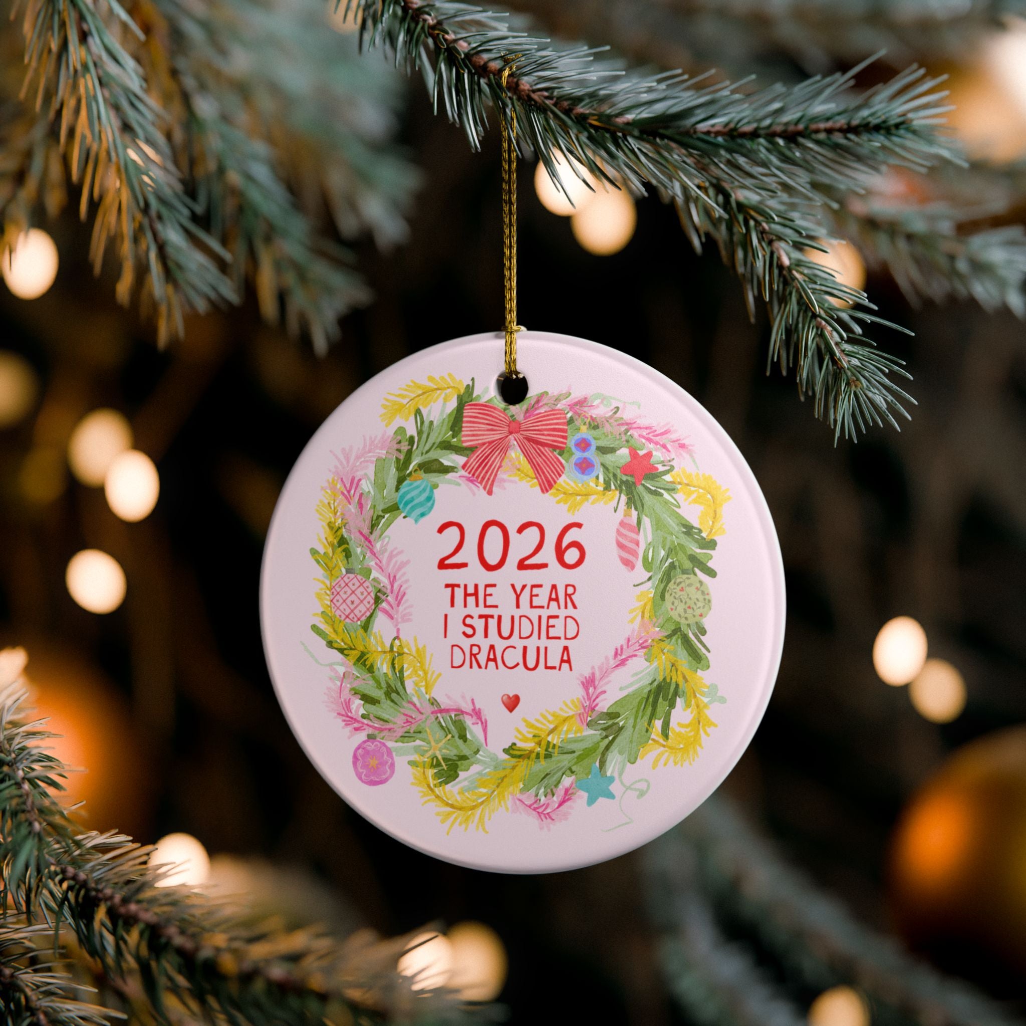 2026: The Year I Studied Dracula Ornament for Book Lover or English Literature Major | Spooky Gothic Literature Bookworm Gift for Reader