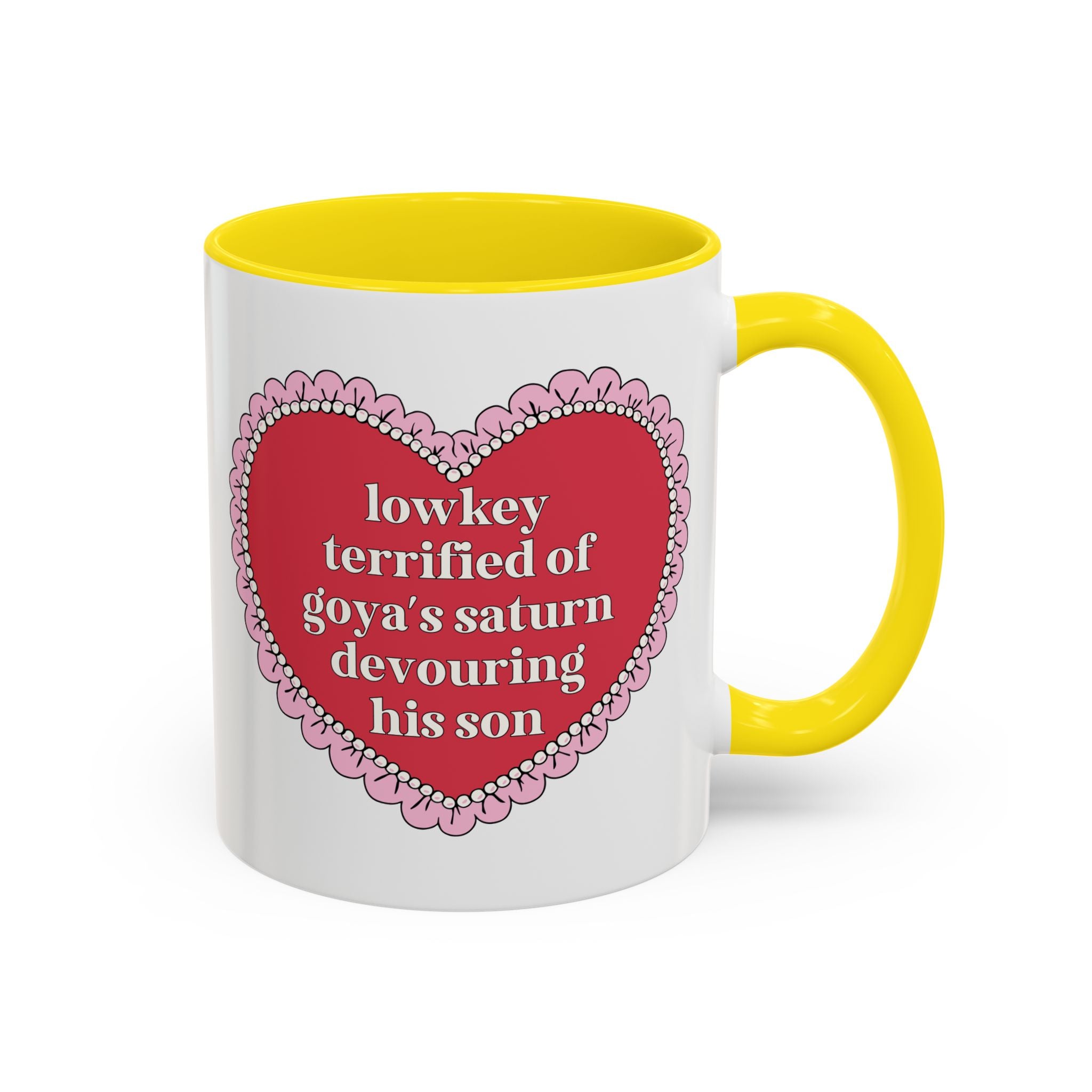 Lowkey Terrified of Goya's Saturn Devouring His Son Coffee Mug: 11 Oz Coffee Mug for Art History Lover, Silly and Cute Birthday Gift for Humanities Major