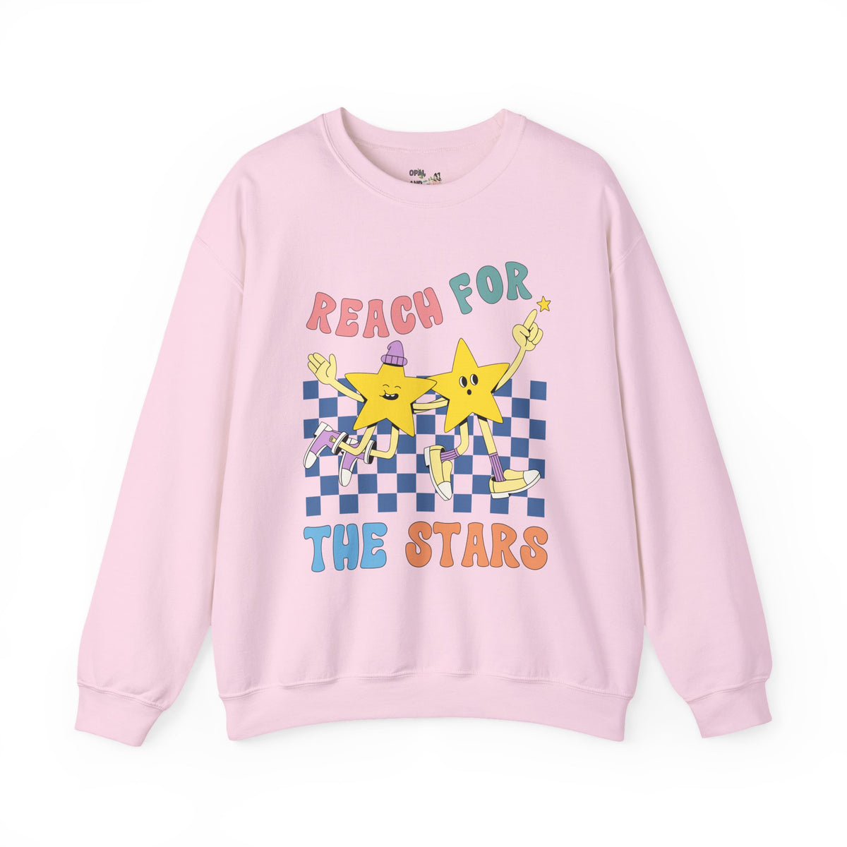 Maximalist Teacher Sweatshirt with Groovy Retro Illustration: Reach for the Stars | Sweatshirt with Positive Message, Positive Vibes Shirt