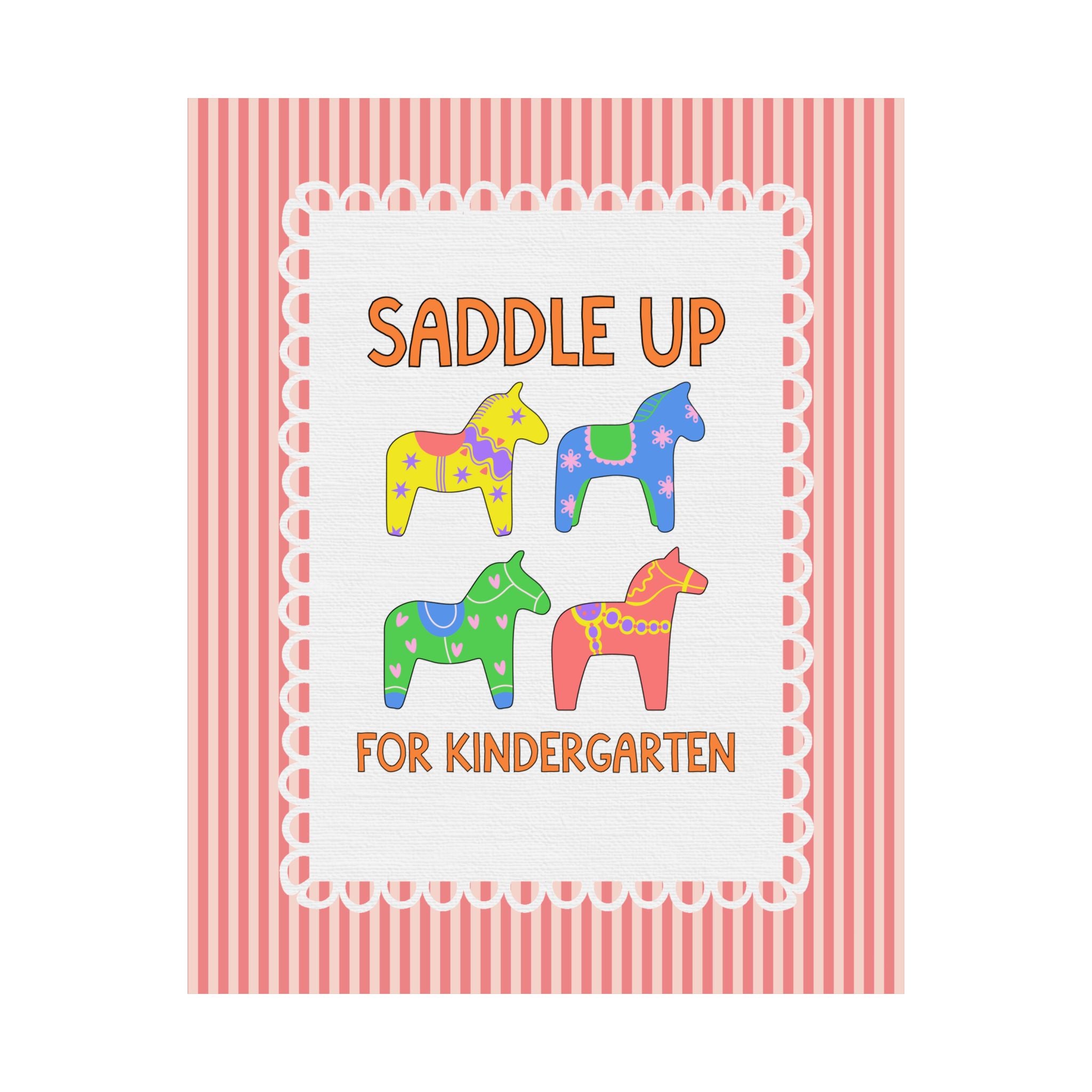 Saddle Up for Kindergarten: Teacher Poster Print, Kindergarten Teacher, Back to School Gift, Silly Dreamcore Western Aesthetic Horse Print