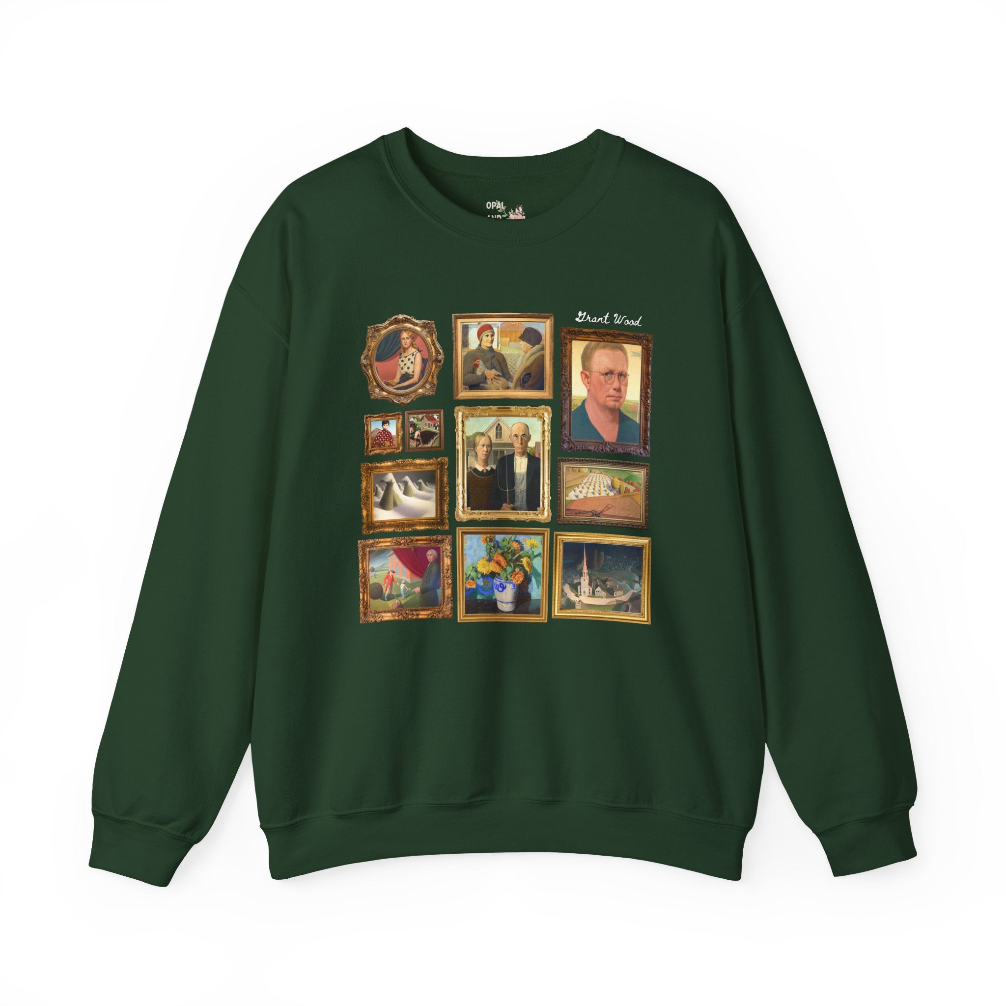 Grant Wood Art History Sweatshirt with Famous Paintings Including American Gothic and The Midnight Ride of Paul Revere, Regionalism 1900s Art