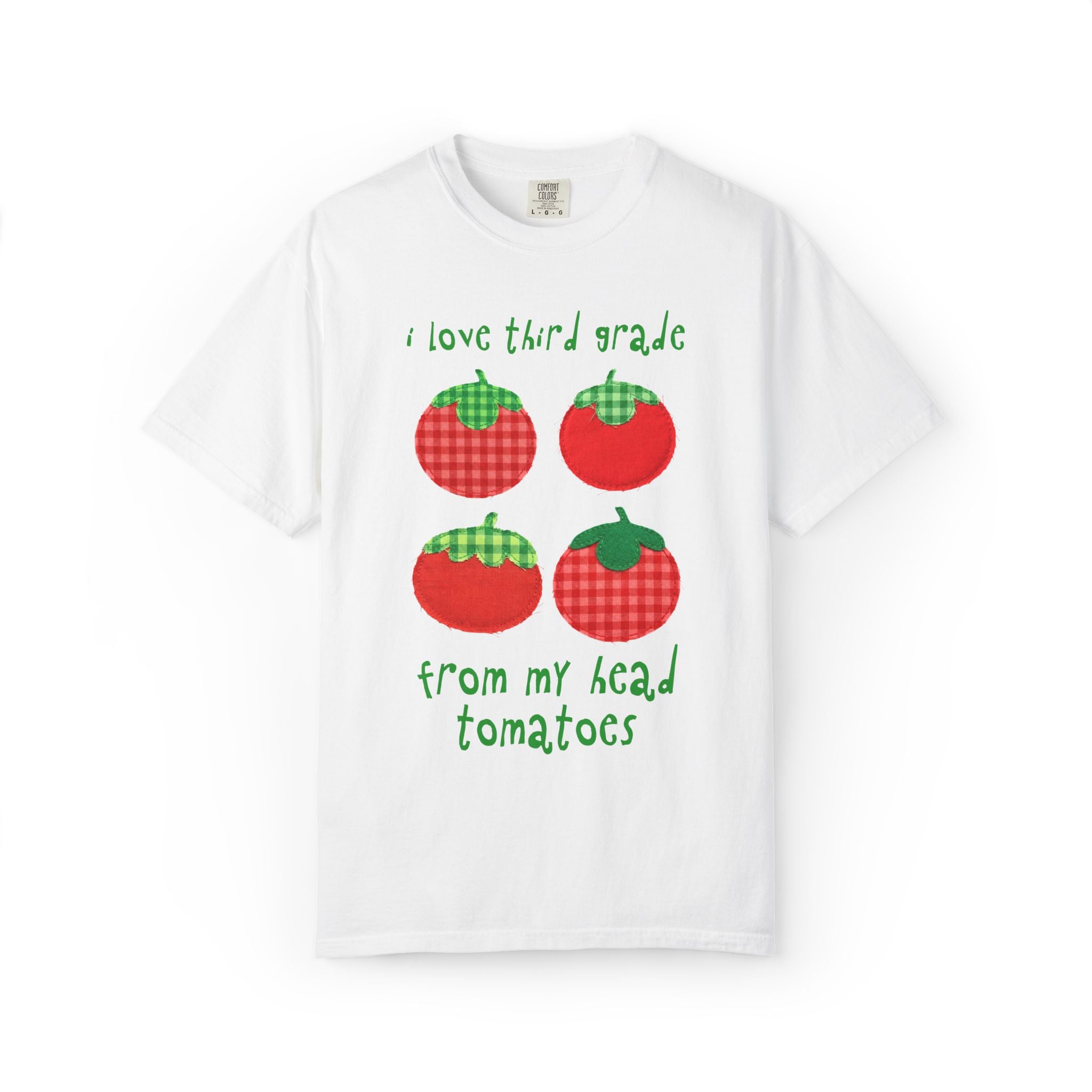 Gardening Third Grade Teacher Tee Shirt: I Love Third Grade from My Head Tomatoes, Cute Vegetable Gardener, Tomato Lover, Back to School