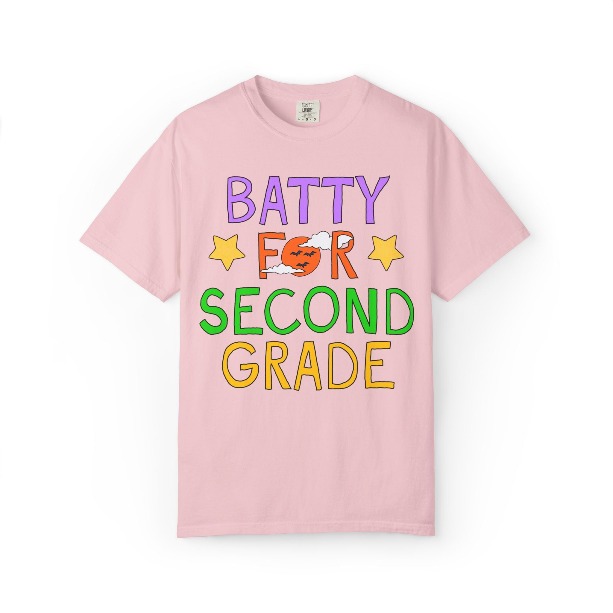 Second Grade Halloween Teacher Tee Shirt: Batty for Second Grade | Cute and Nostalgic Halloween Teacher Team T-Shirt for October, 90s Vibe