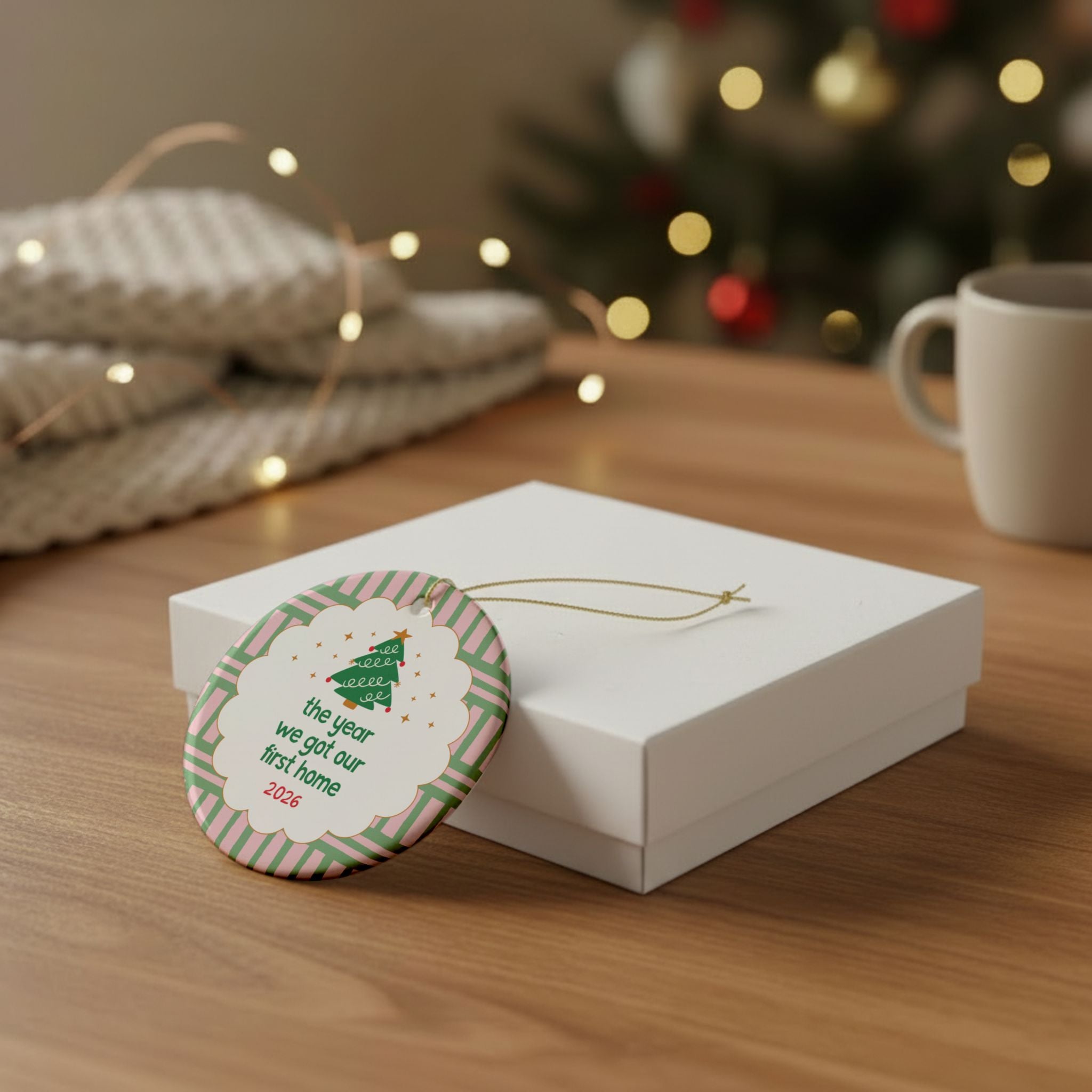 2026: The Year We Got Our First Home Nostalgic Holiday Ornament with Stripes, New Homeowner Gift for Couple Who Bought Their First Home