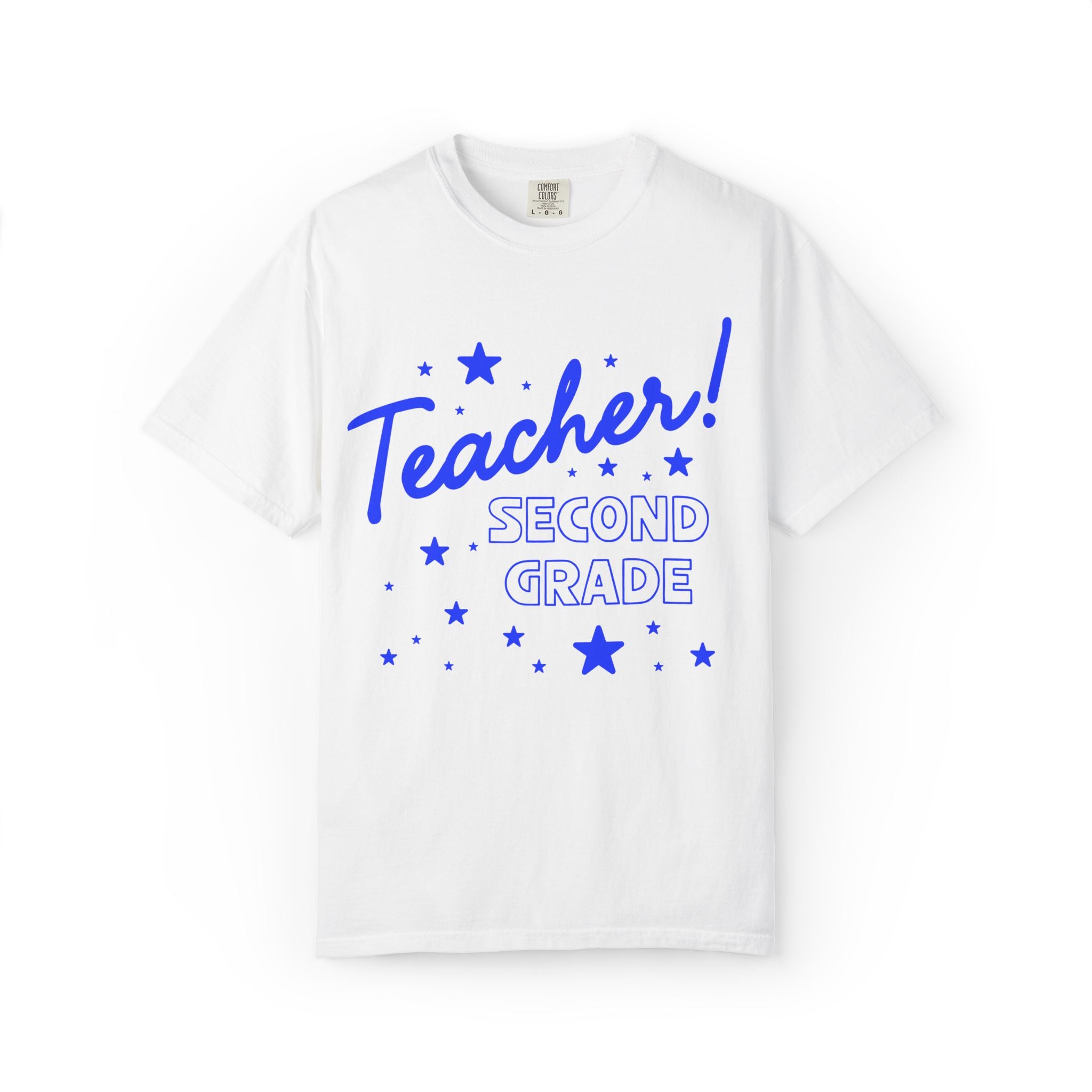 Second Grade Teacher Tee Shirt with Stars: Cute Matching Teacher T-Shirt for Back to School or Meet the Teacher Night, Second Grade Crew
