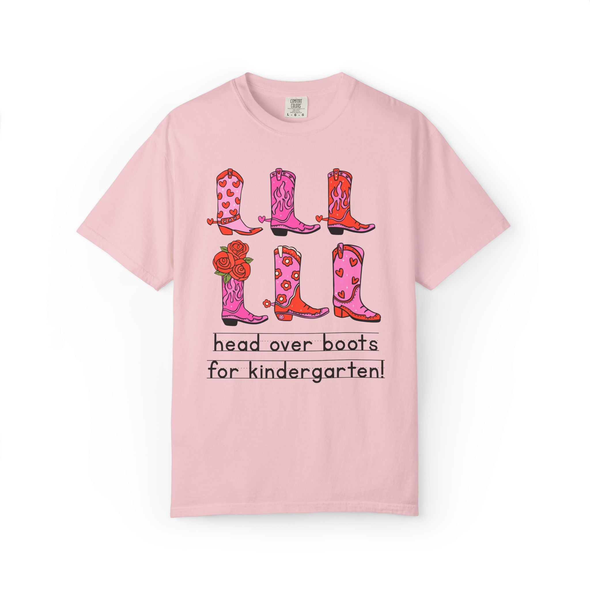 Head Over Boots for Kindergarten: Valentine's Day Matching Teacher T-Shirt with Western Aesthetic, Colorful and Nostalgic Teacher Tees