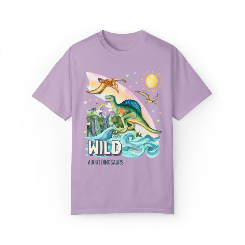 Silly Dinosaur T-Shirt with Hearts: Wild About Dinosaurs | Funny Sweet Cottagecore Dinosaur Tee