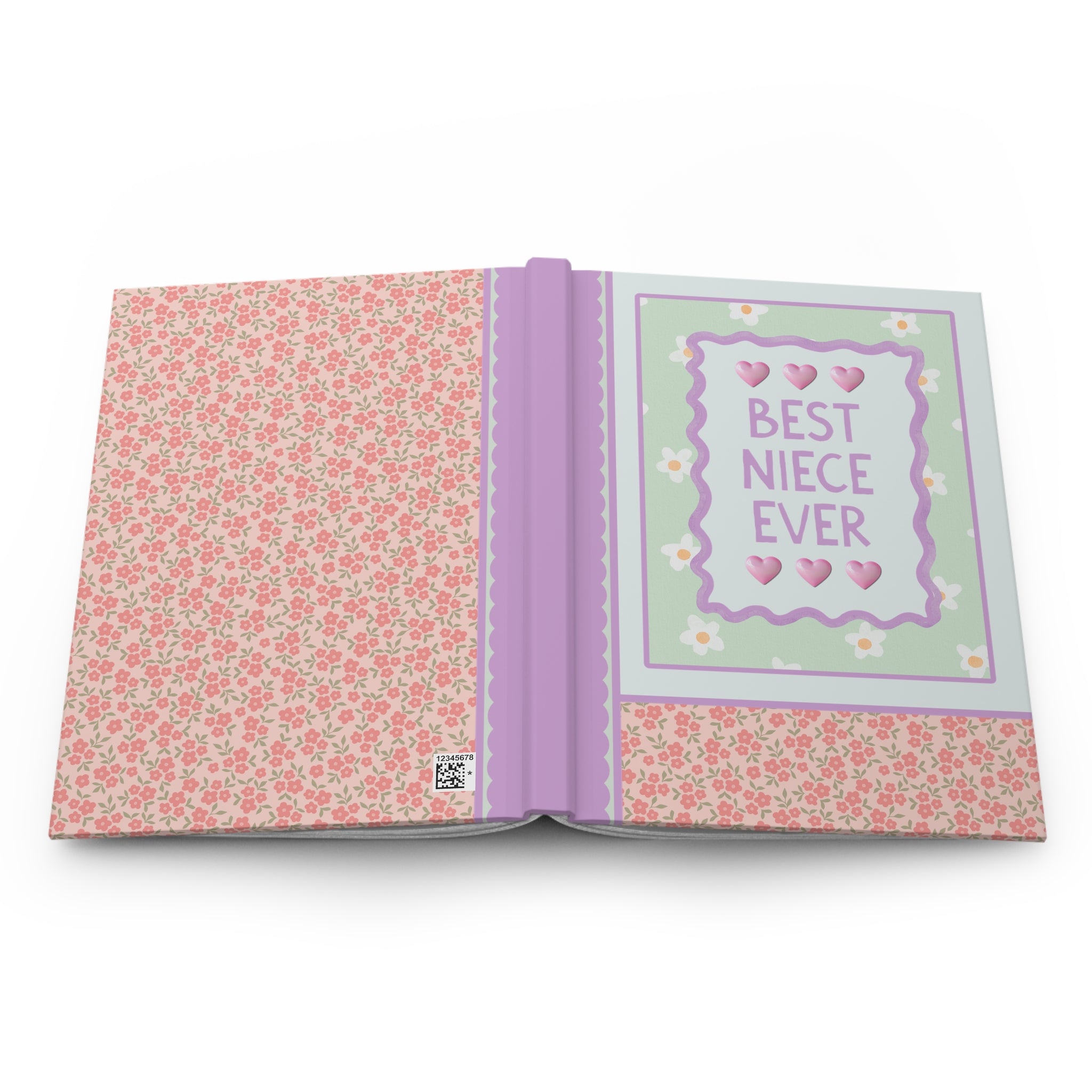 Best Niece Ever Hardcover Notebook | Pastel 90s Aesthetic Journal with Hearts, Gift from Aunt or Uncle, Notebook for Niece