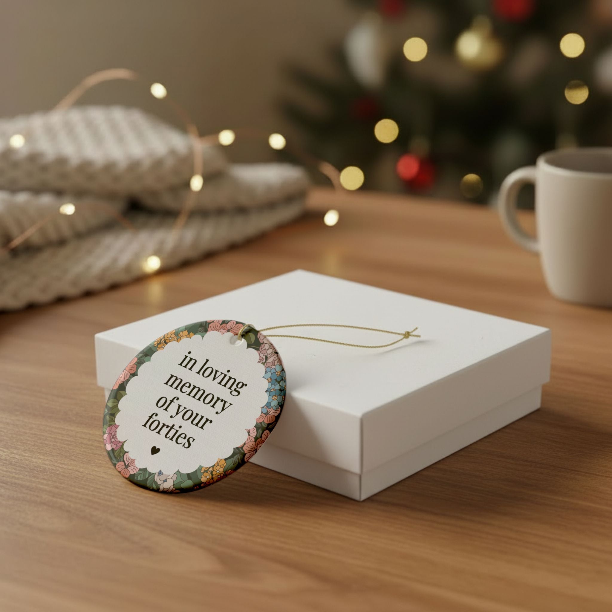 50th Birthday Gift for Friend or Loved One Turning Fifty: In Loving Memory of Your Fifties, Cute Floral Christmas Ornament for Xmas