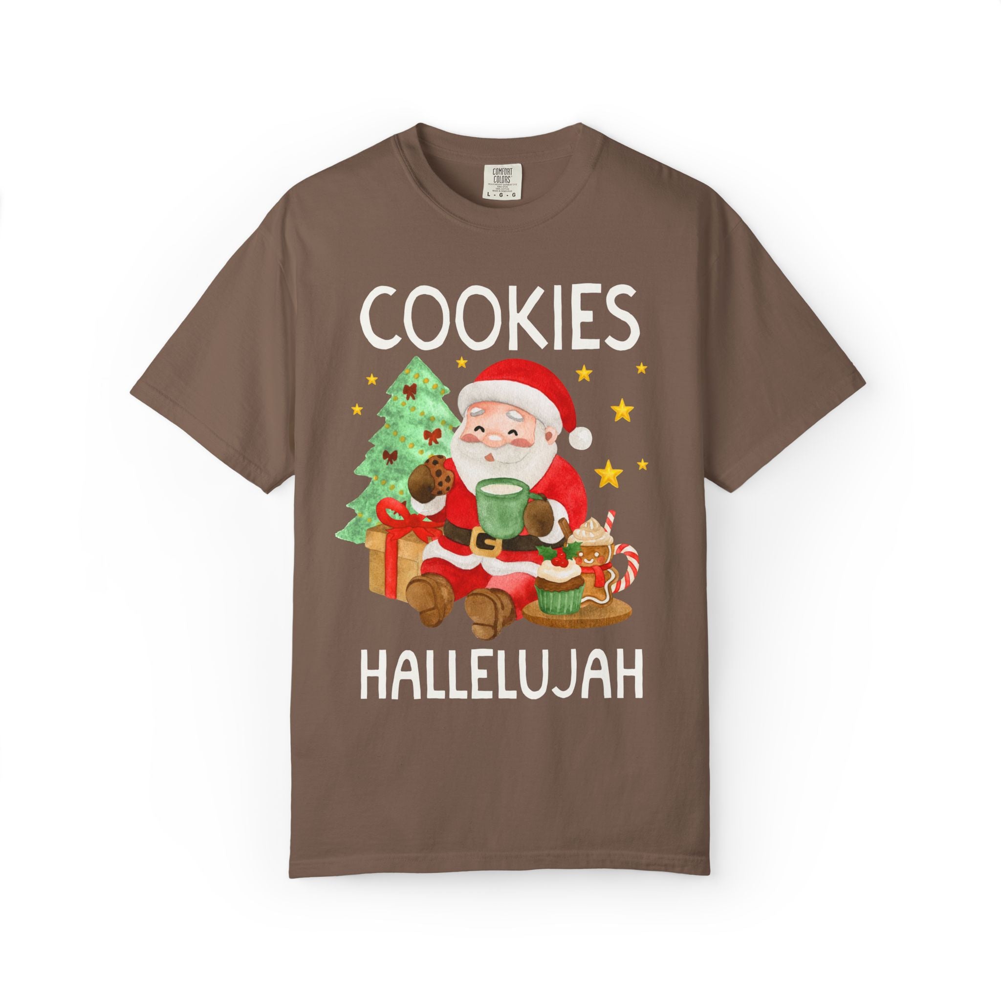 Christmas Baking Lover Tee Shirt with Santa Eating Cookies: Funny Vintage Aesthetic Holiday T-Shirt for Baking Cookies on Christmas Eve