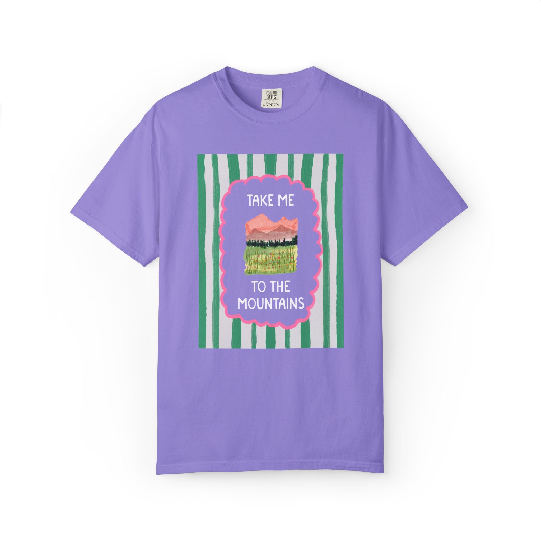 Take Me to the Mountains: Cute Nature Lover Camping T-Shirt for Friend Who Hikes, Colorful Mountain Lover Tee with Stripes, Mountain Hiking