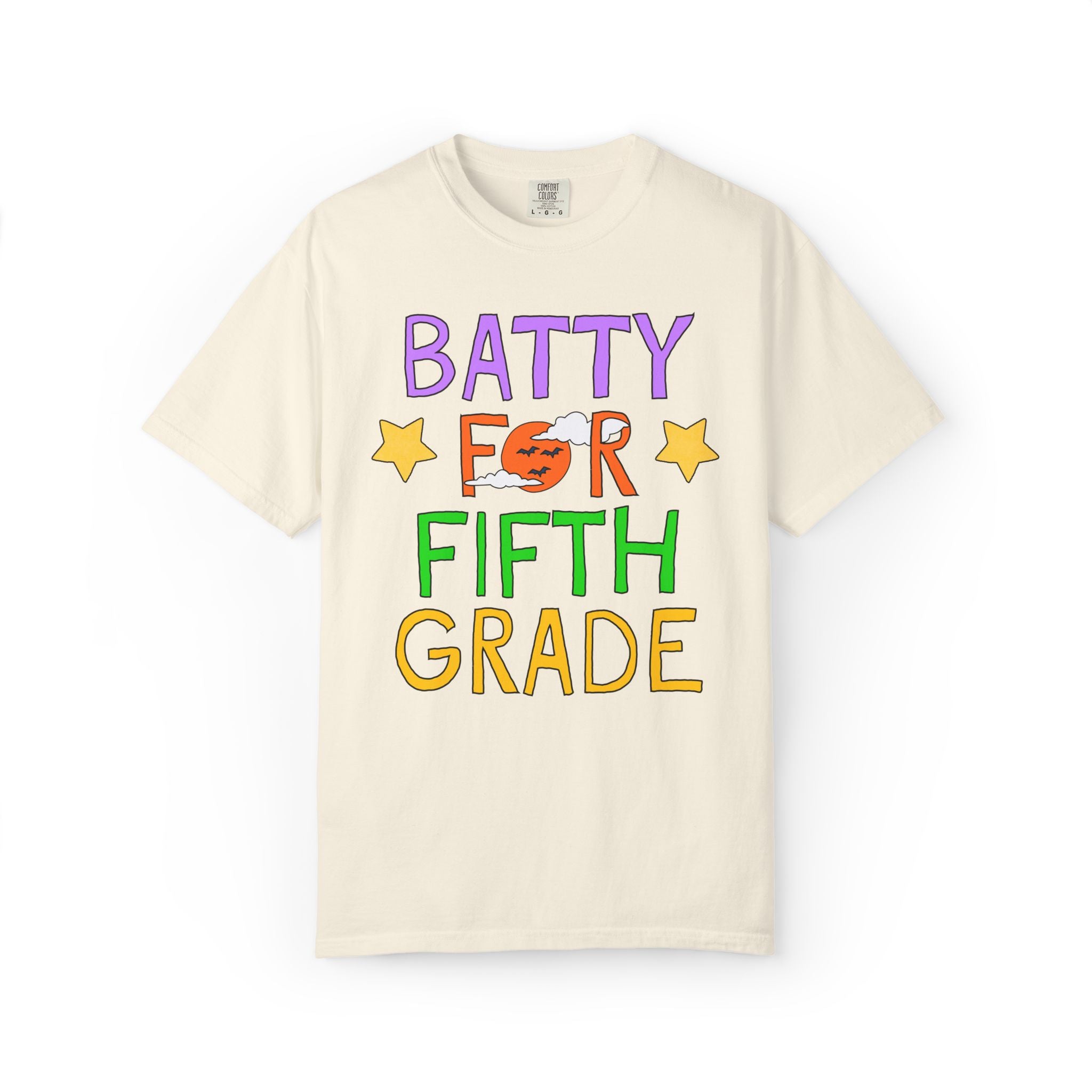Fifth Grade Halloween Teacher Tee Shirt: Batty for Fifth Grade | Cute and Nostalgic Halloween Teacher Team T-Shirt for October, 90s Vibe