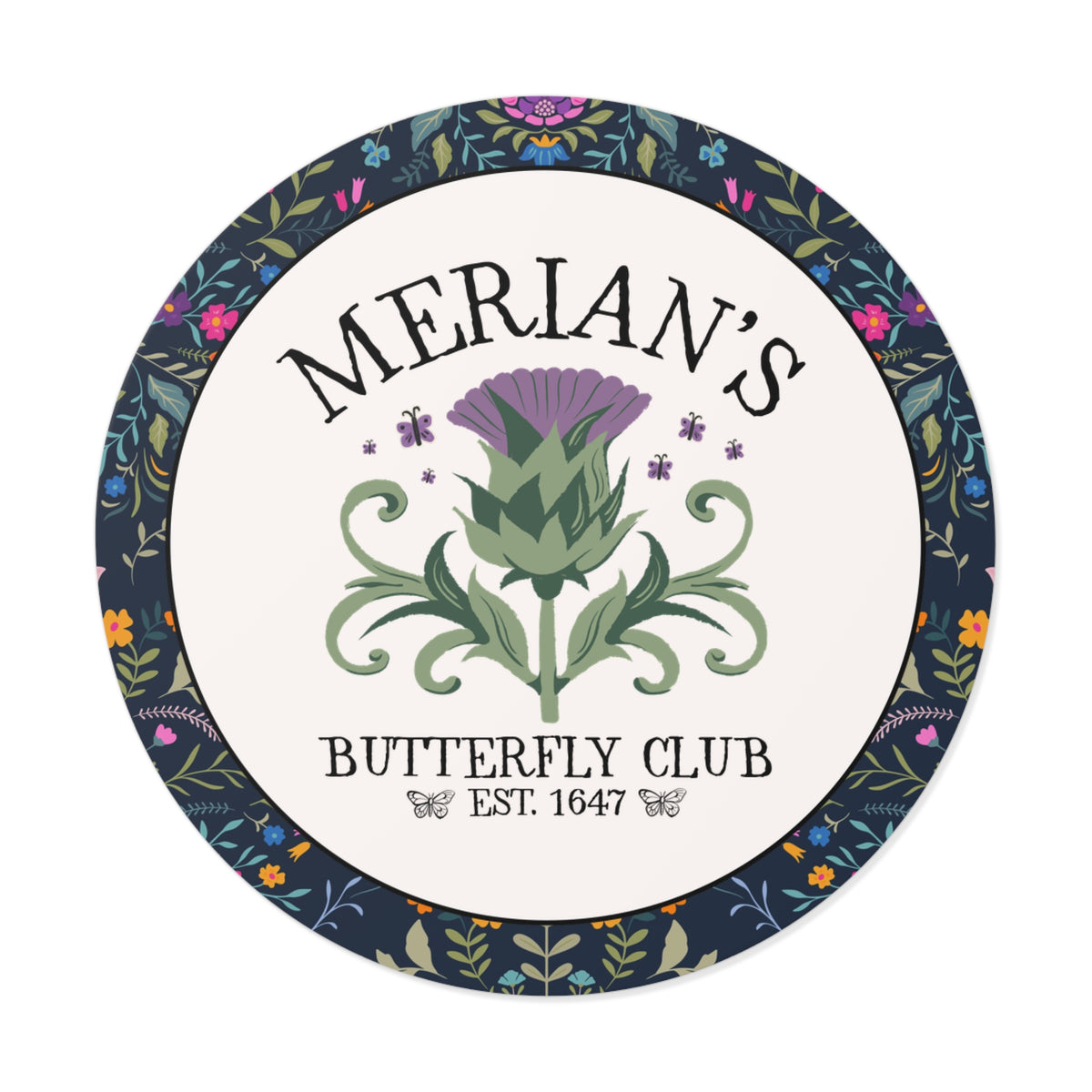 Merian's Butterfly Club, Established 1647: Maria Sibylla Merian Botany History Sticker for Insect Lover or Entomologist, Butterly Lover Gift