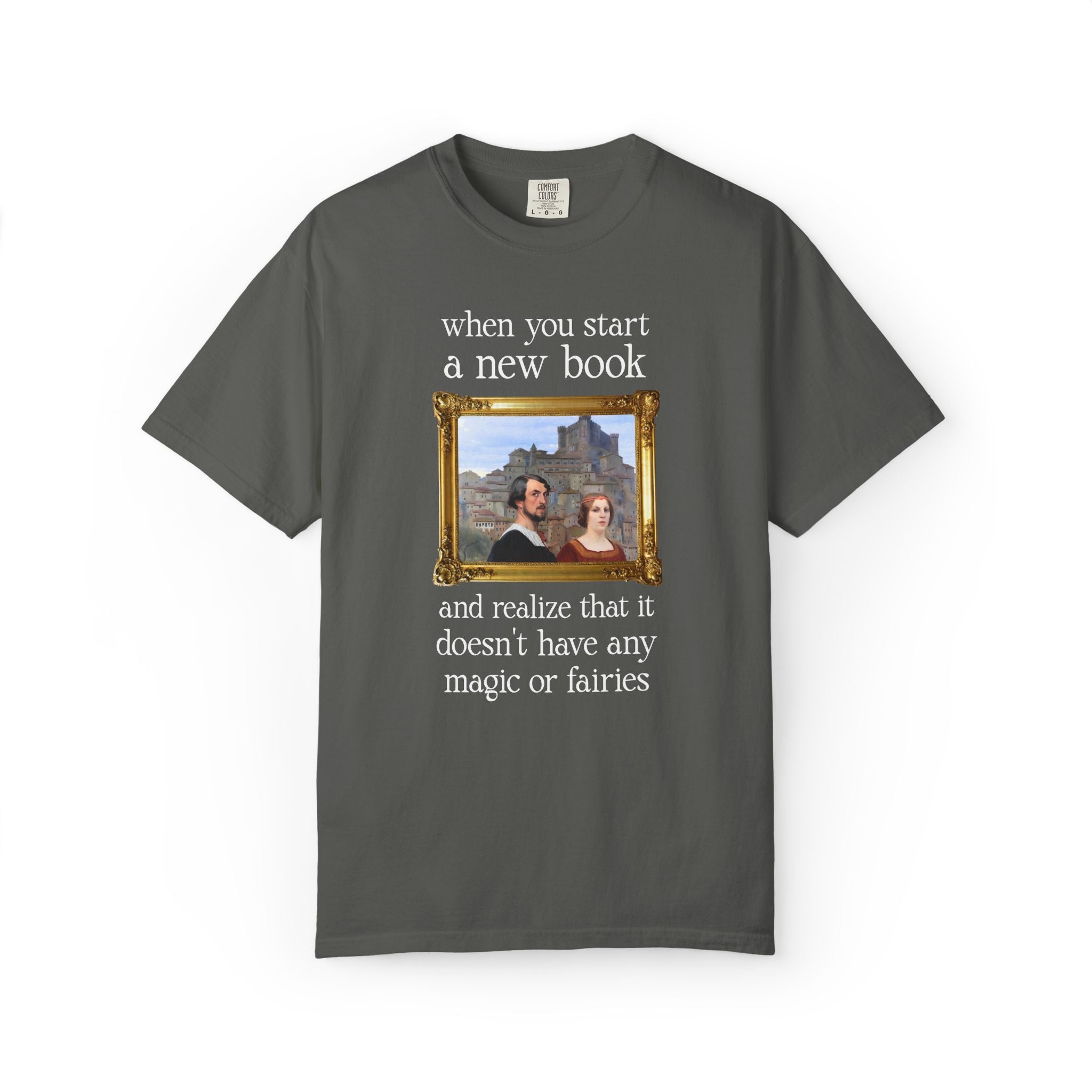 Historical Fantasy Romance Reader Tee Shirt with Famous Painting, Bookish Art History Buff T-Shirt for Fantasy Reader or Romantasy Bookworm