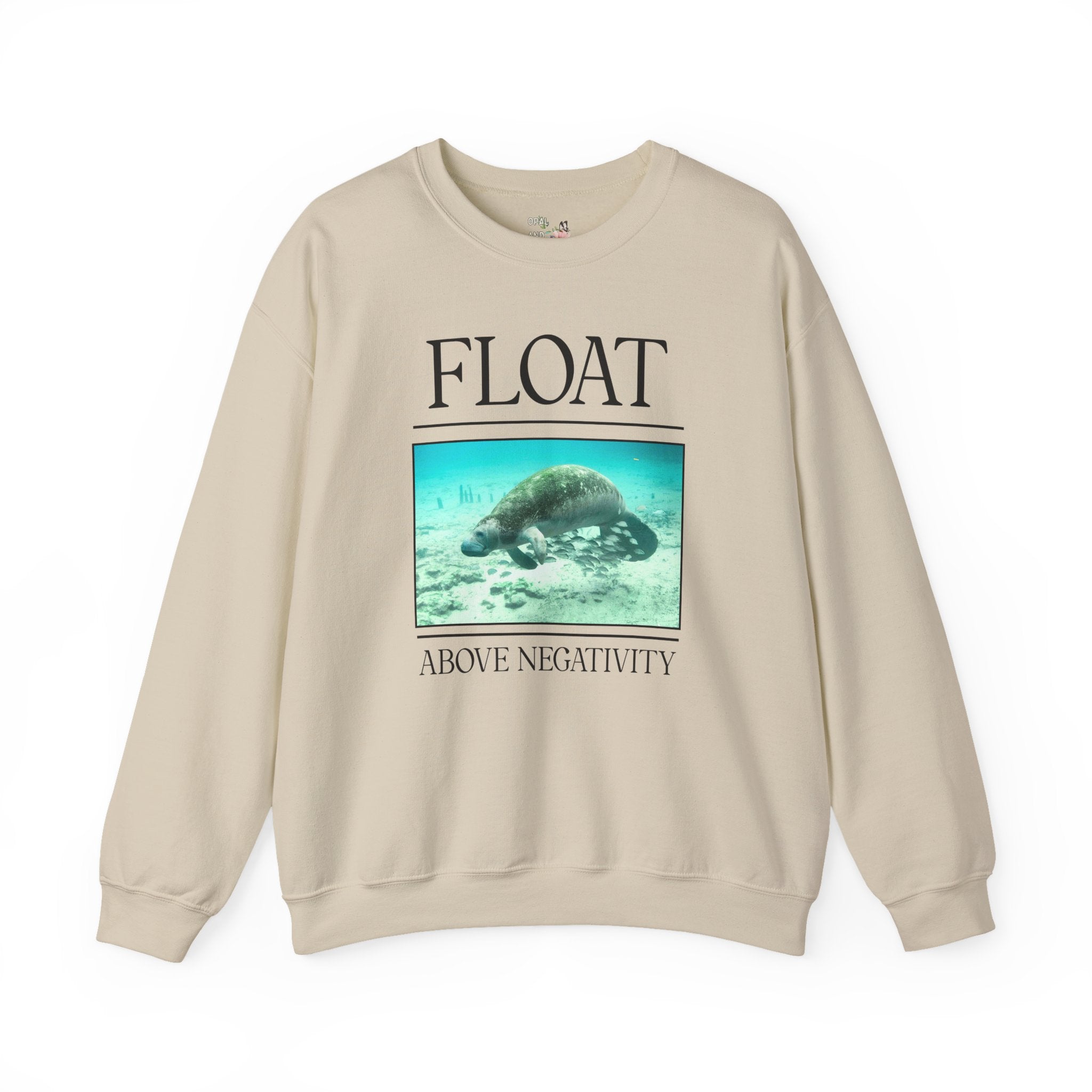 Float Above Negativity Manatee Lover Sweatshirt for Elementary School Teacher, Cute Positive Affirmation Crewneck for Animal Lover, 90s Aesthetic