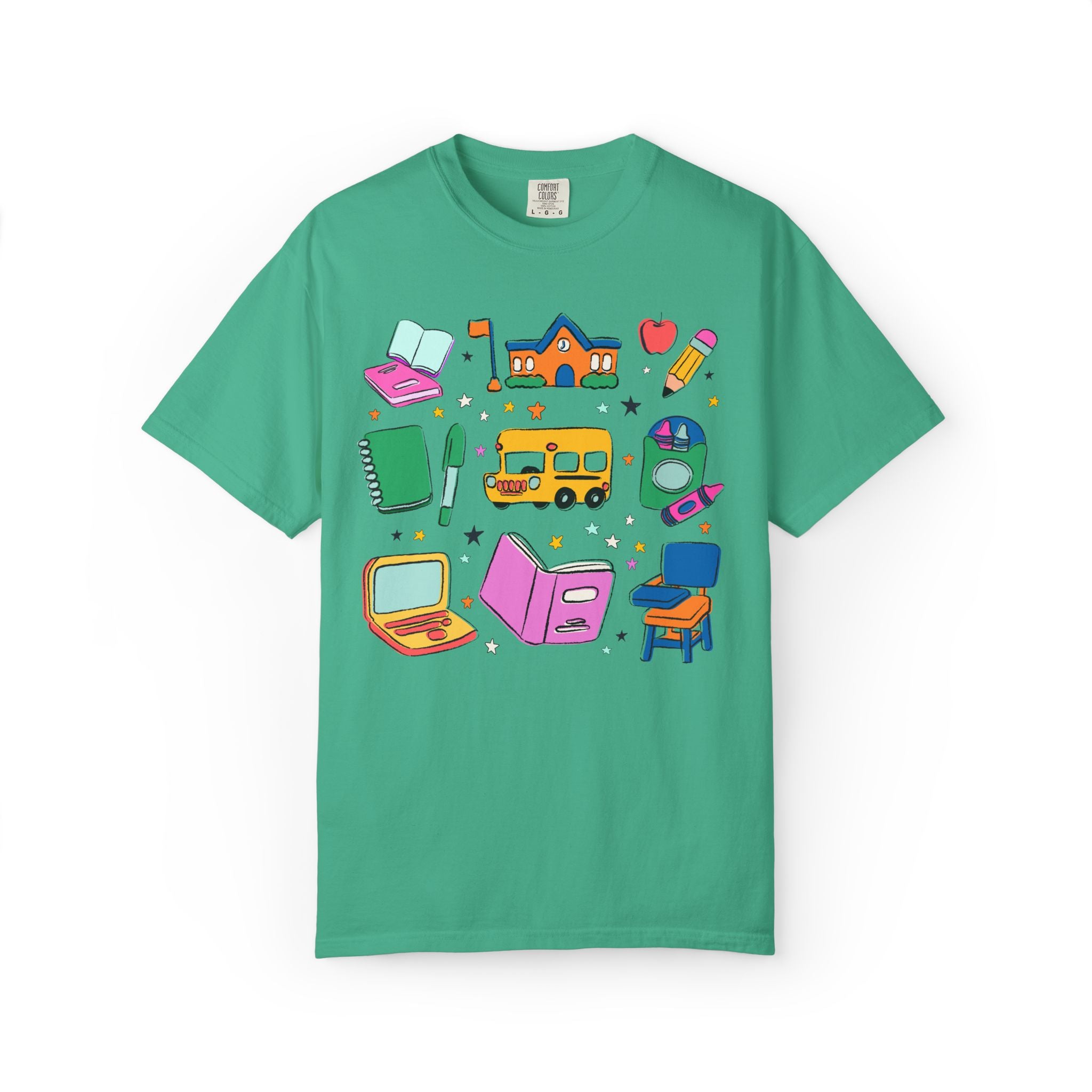 Nostalgic School Supply T-Shirt for Back to School, Cute Matching Teacher Tee, New School Year, Colorful Dopamine Vibe, Paraprofessional Tee