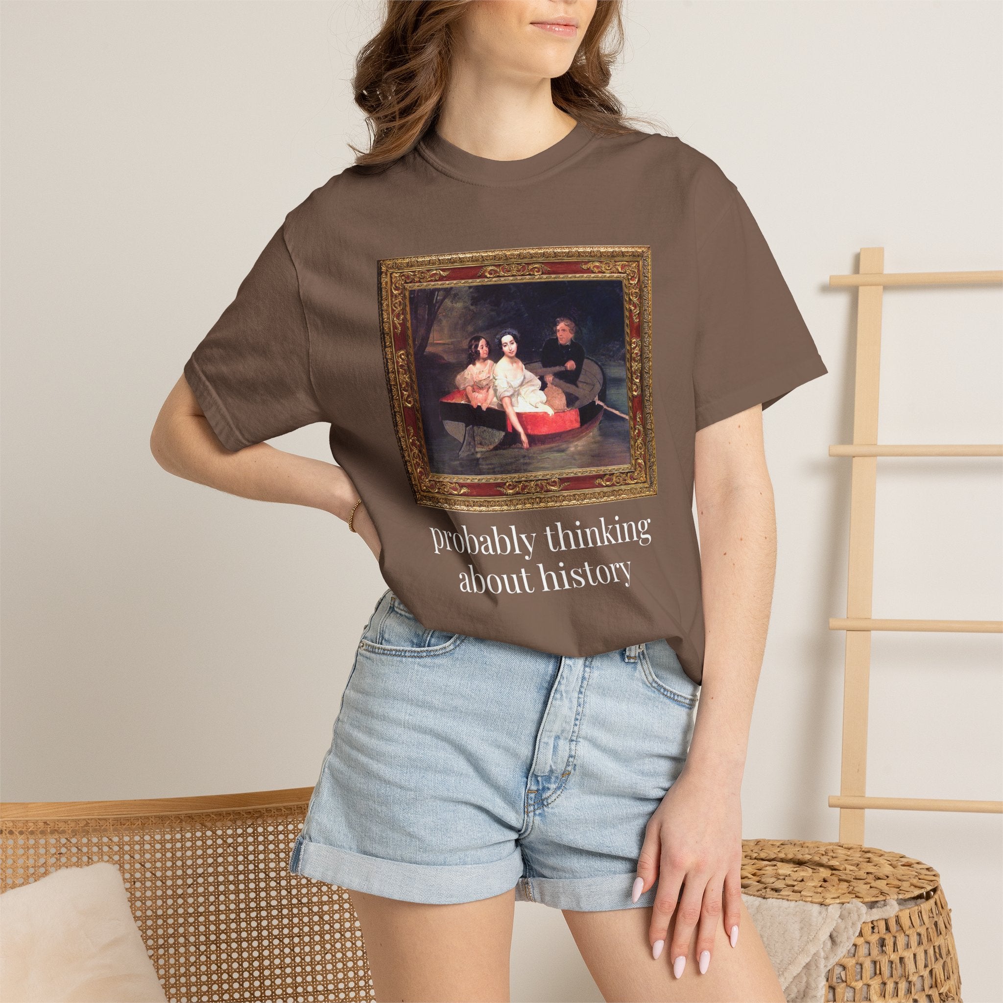 Probably Thinking About History Tee Shirt with Famous Painting: Cute Art History Buff or History Professor T-Shirt for History Lover