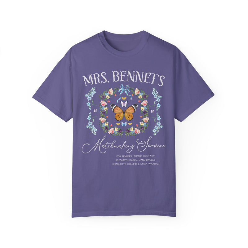 Coquette Jane Austen Bookish T-Shirt for Pride and Prejudice Lover in Purple, Bookish Bow Shirt for Bookworm, Funny Mrs. Bennet Merch for Reader, Book Club 