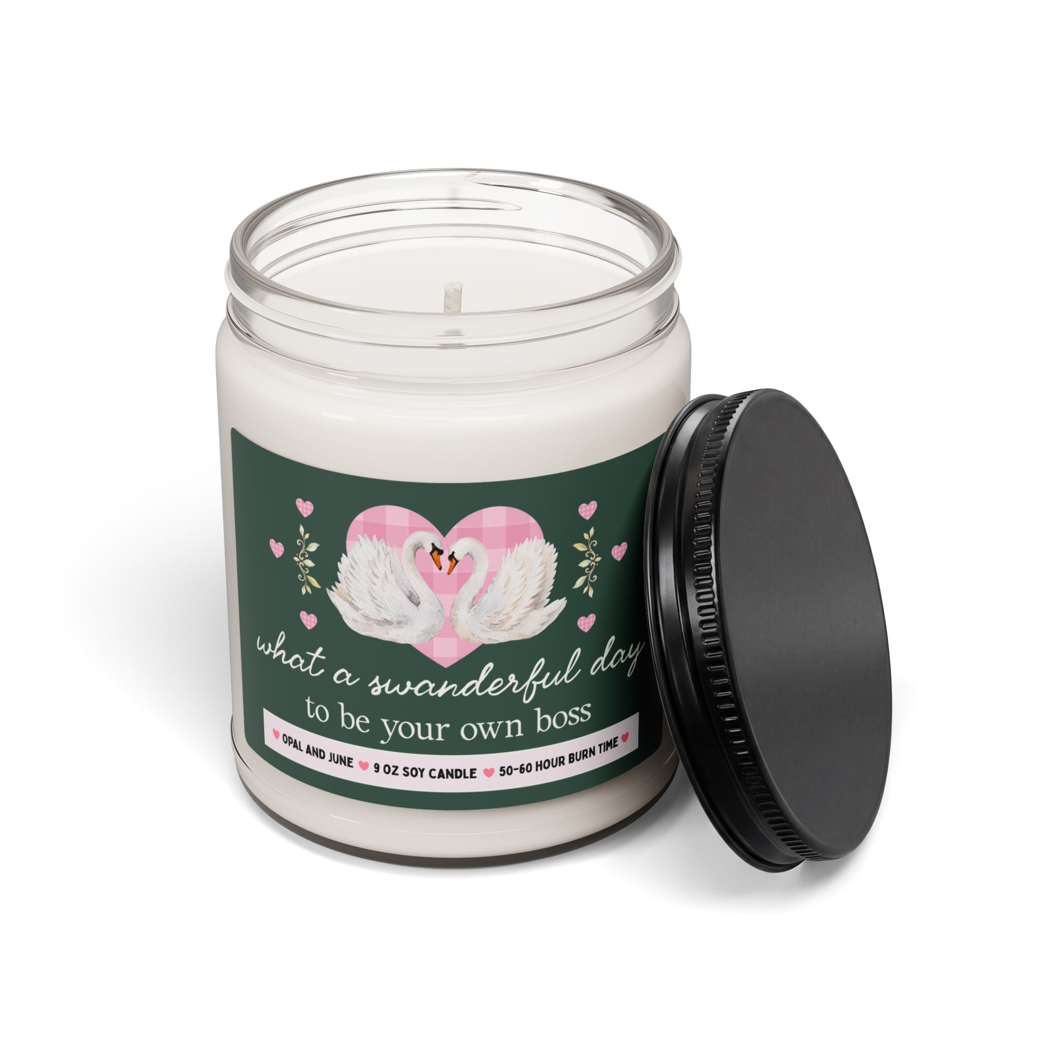 New Business Owner Gift, Candle with Swans: What a Swanderful Day to Be Your Own Boss, 9 Oz Candle for Friend Starting a New Business