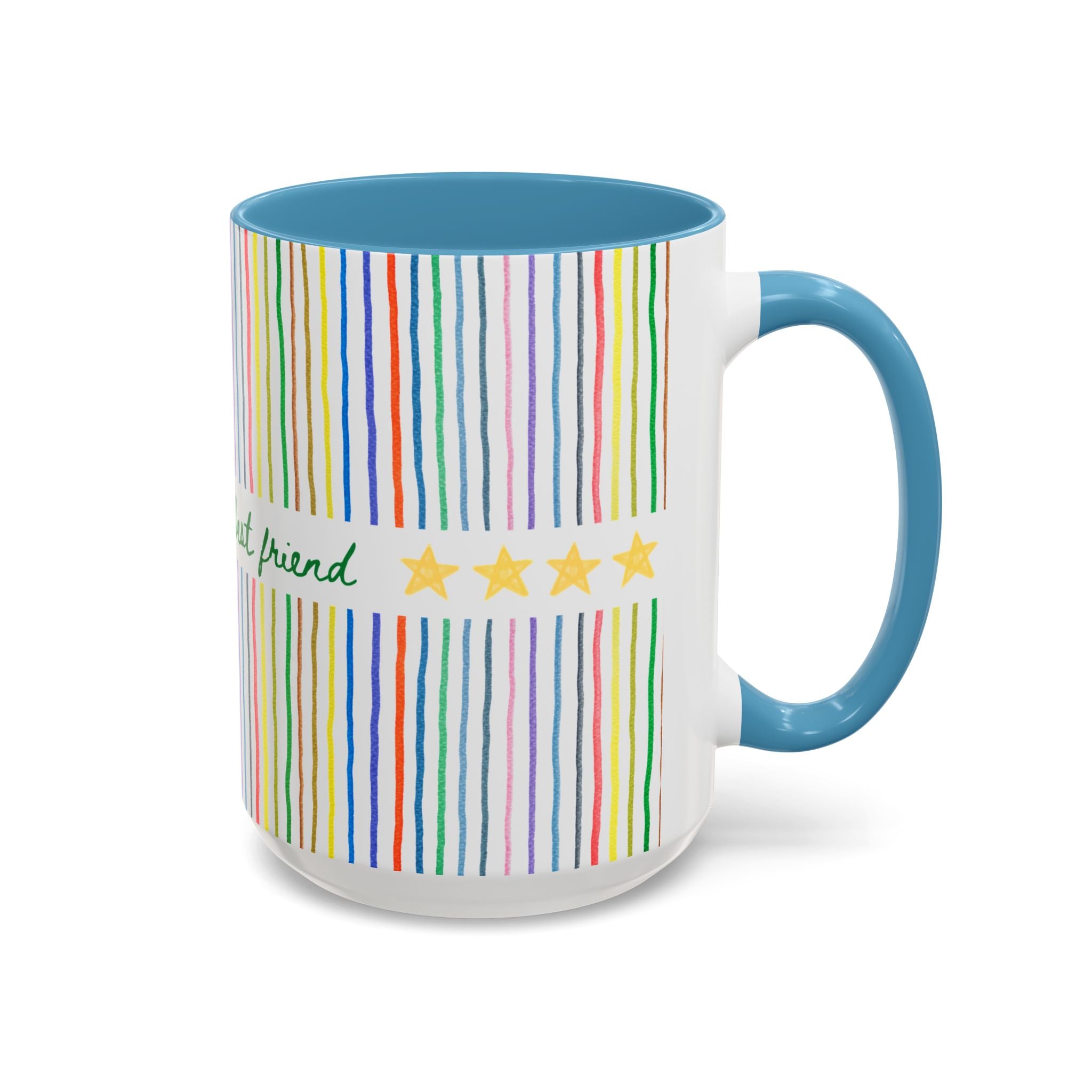 World's Best Best Friend Coffee Mug: 15 Oz Coffee Mug for Best Friend's Birthday, Cute Thank You or Appreciation Gift for Friend, Mug with Stripes